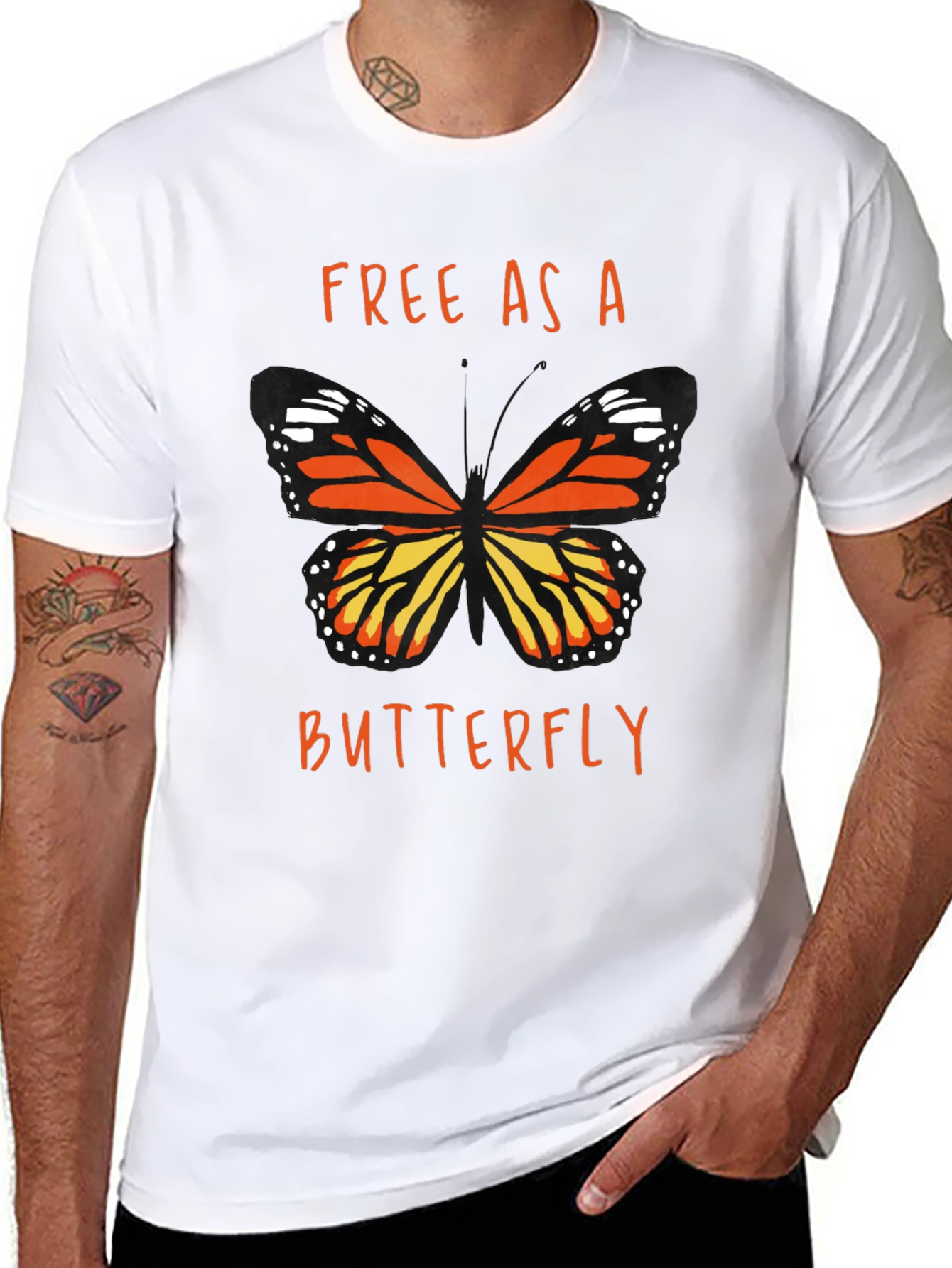 Black Free As A Butterfly Graphic T-Shirt view 8