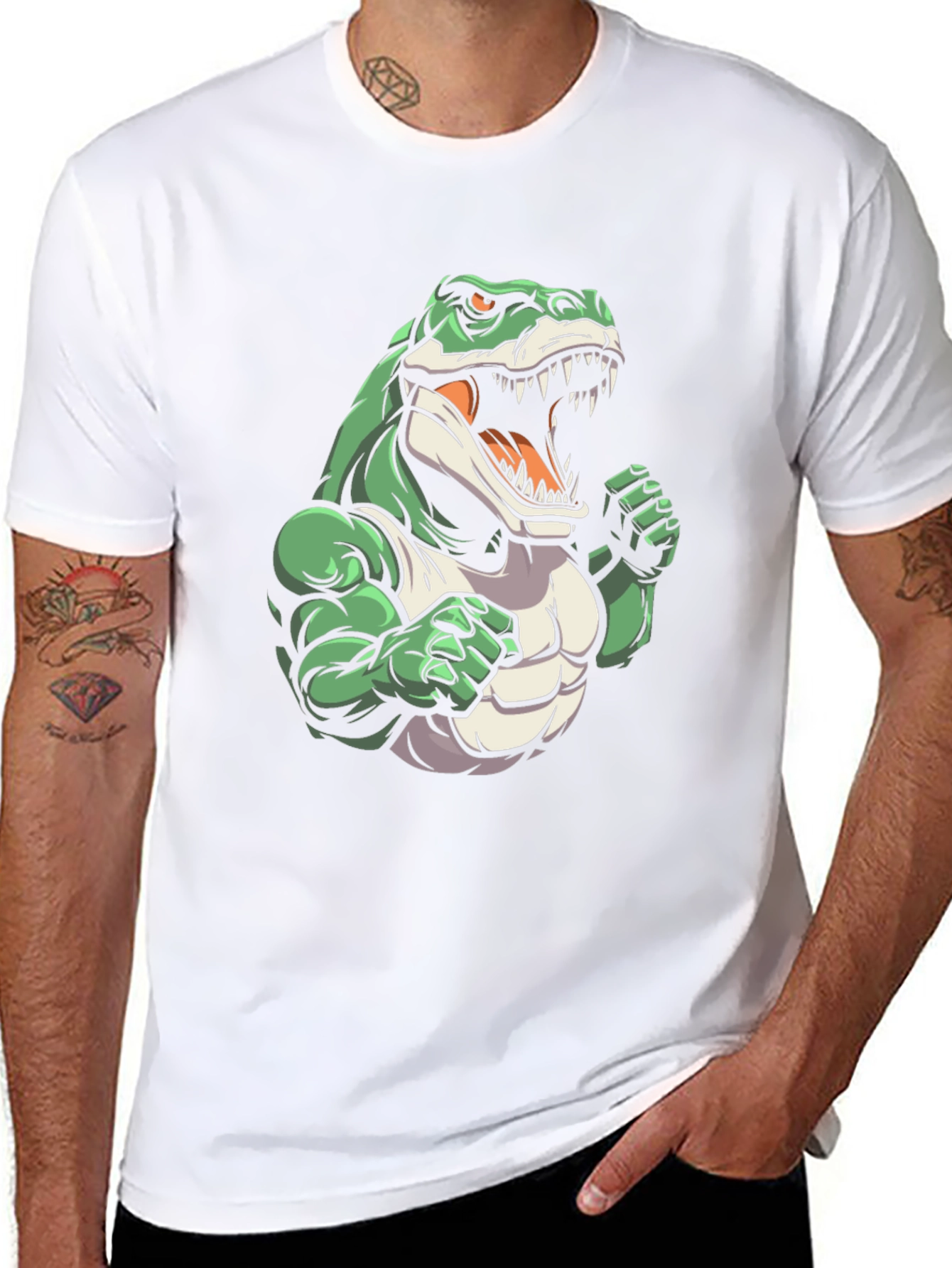 Black Dinosaur Gym T-Shirt - Cartoon Style view 8