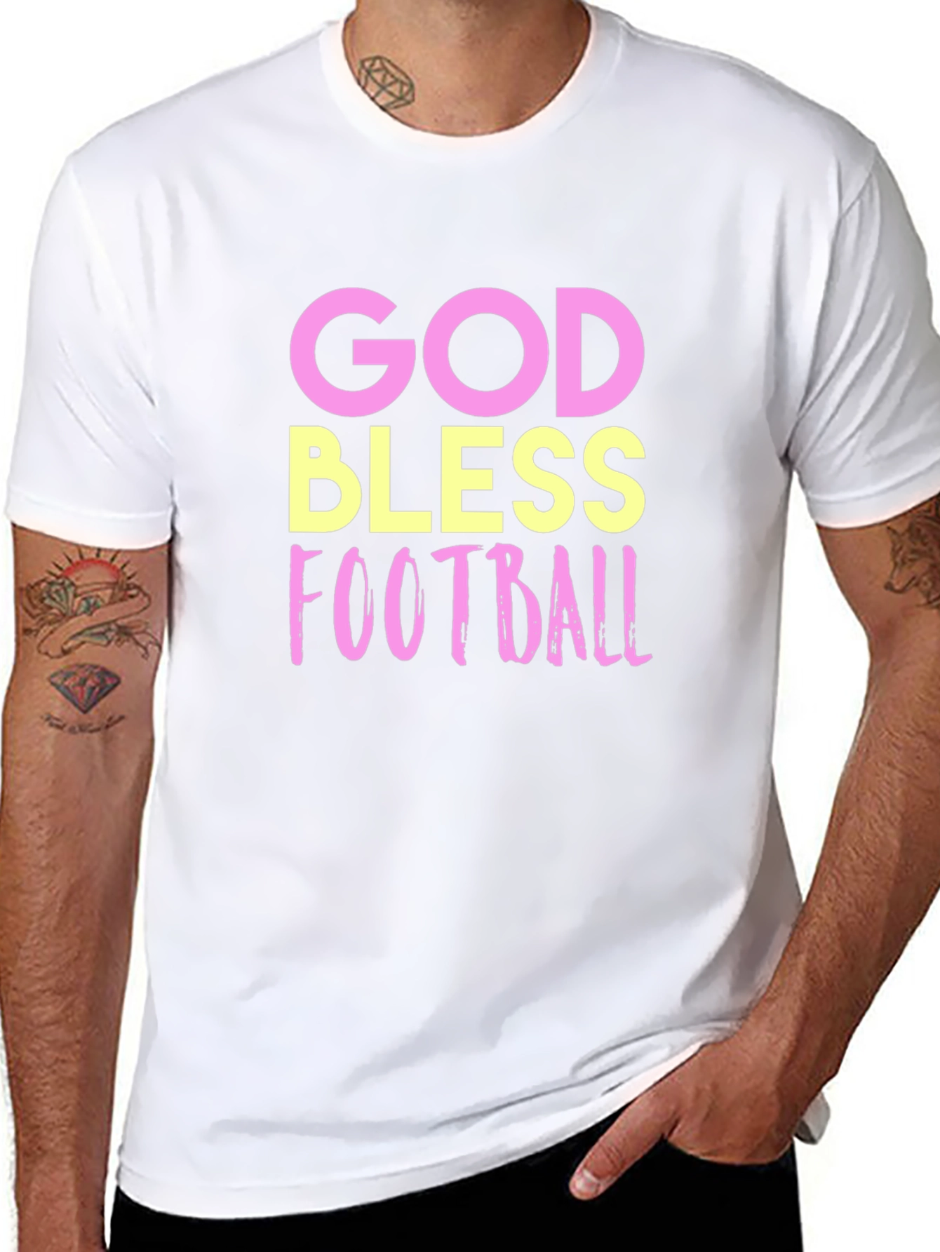 Black God Bless Football Graphic Tee - Soft Cotton Comfort view 8