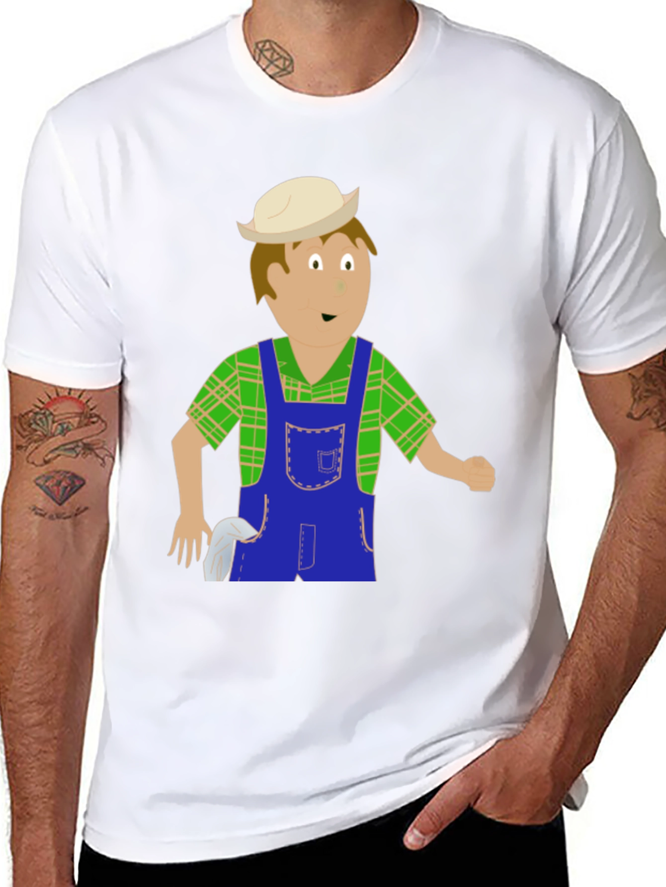 Black Cartoon Farmer Graphic Tee view 8