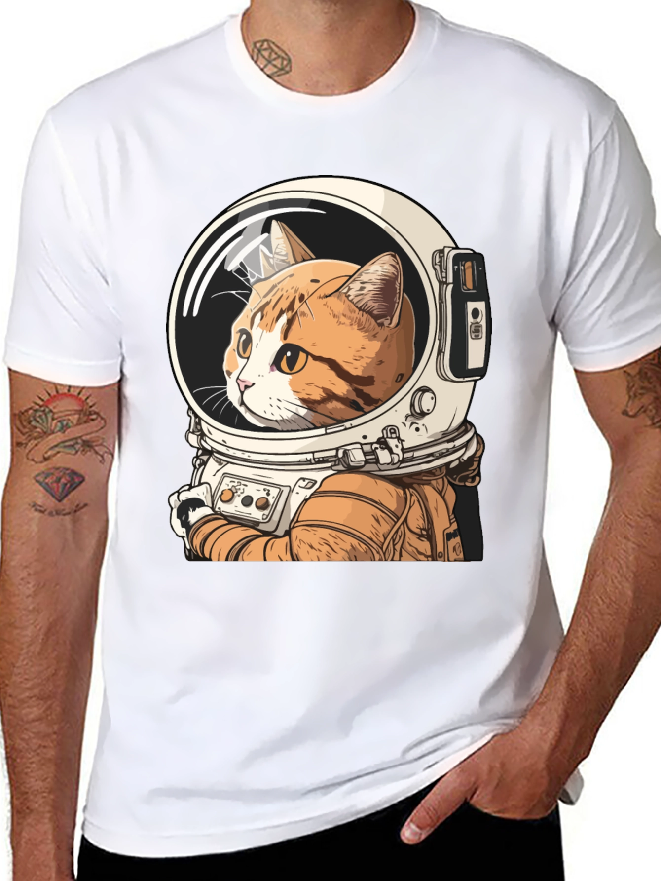 Black Cat Astronaut Graphic T-Shirt view 8