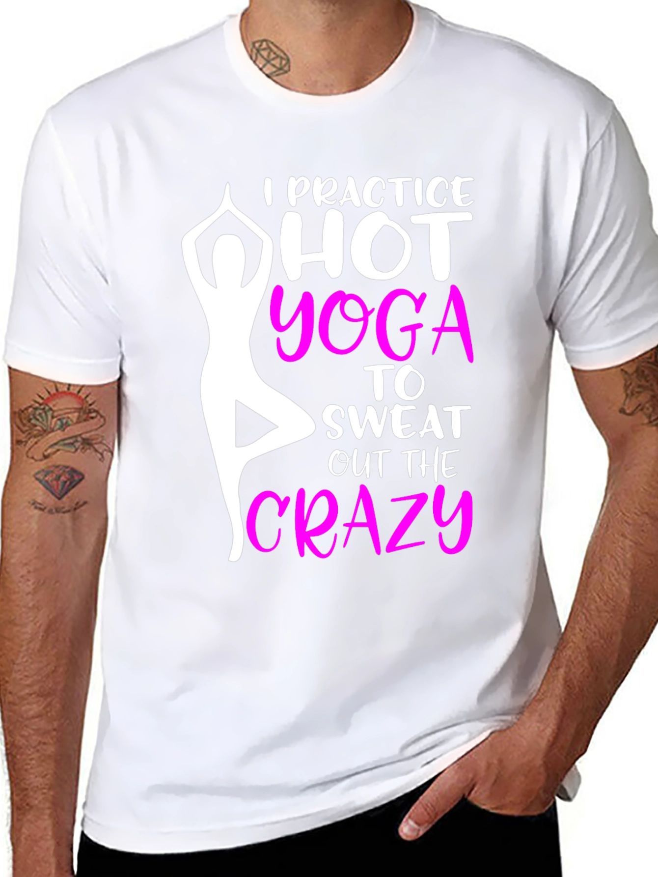 Black I Practice Hot Yoga Graphic T-Shirt view 8