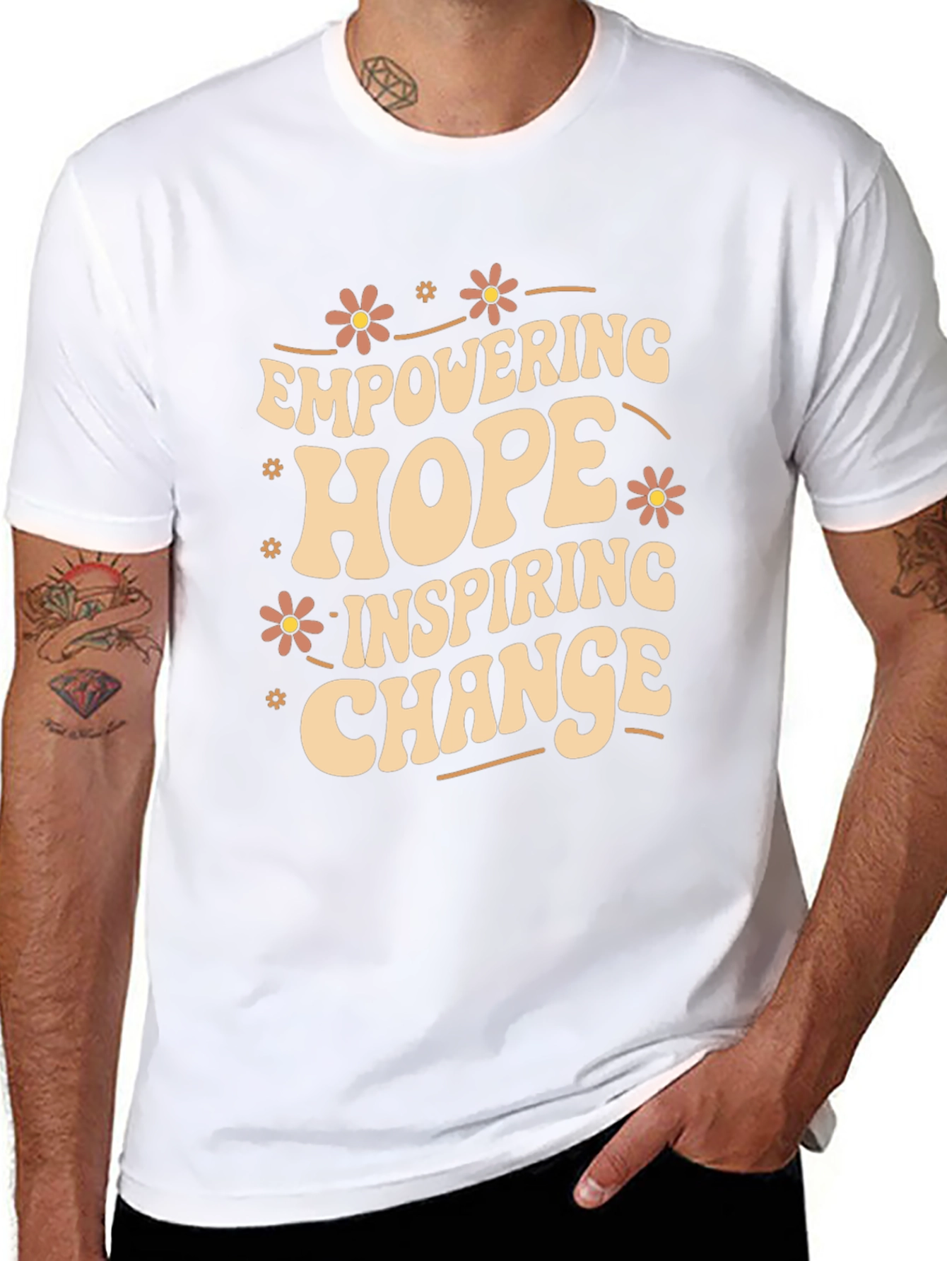 Black Empowering Hope Inspiring Change Graphic Tee view 8