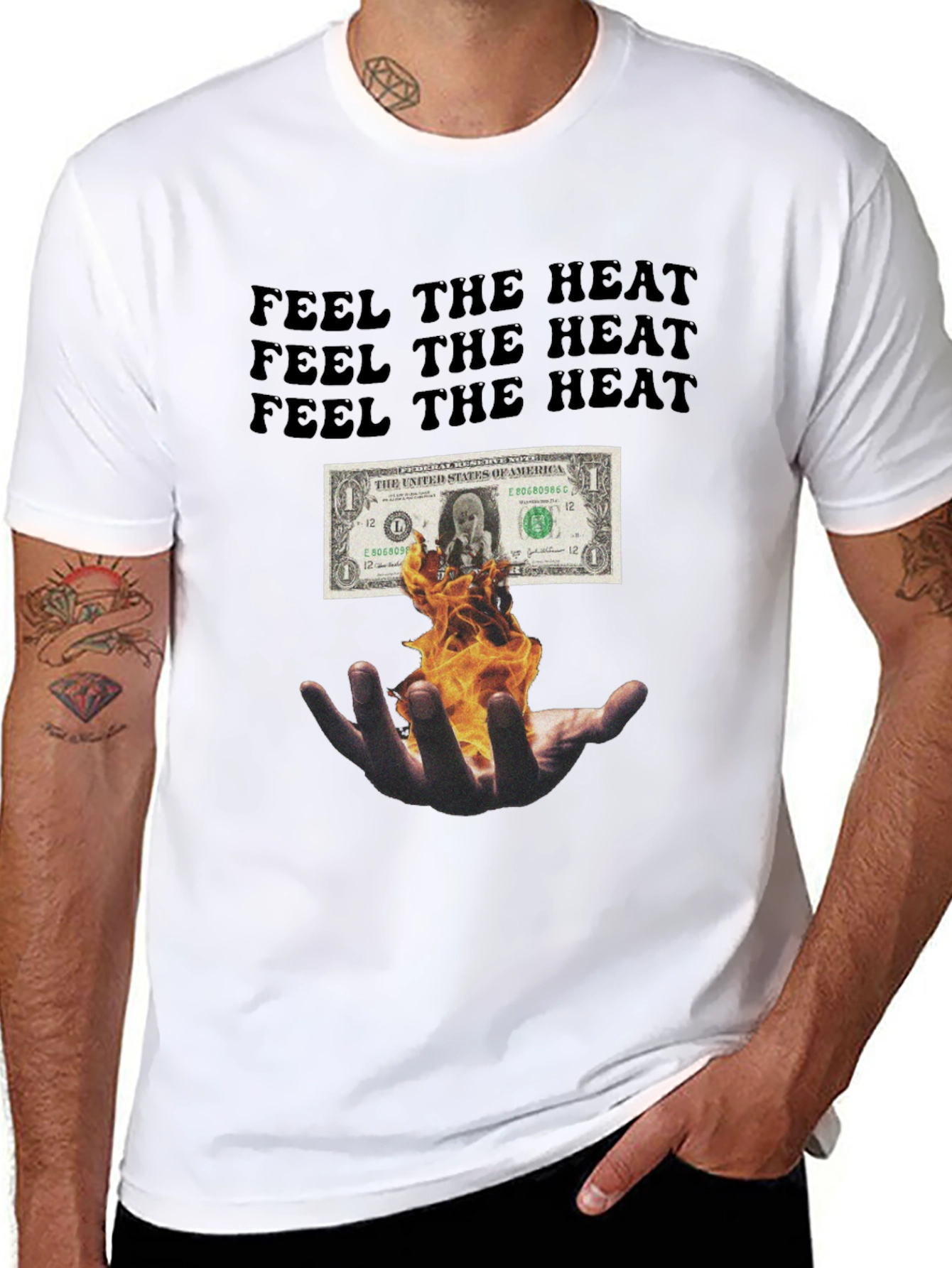 Black Feel the Heat Graphic Tee - Black view 8