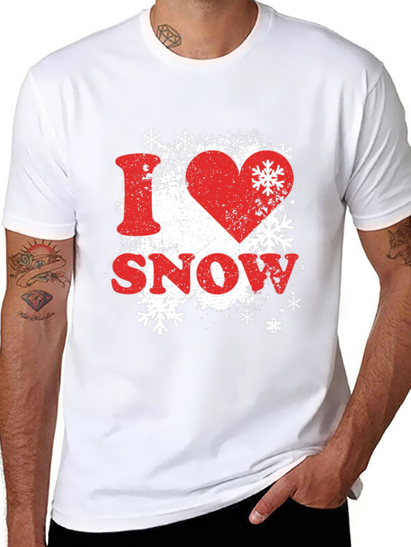 Black I Love Snow Graphic Tee Shirt - Black view 8