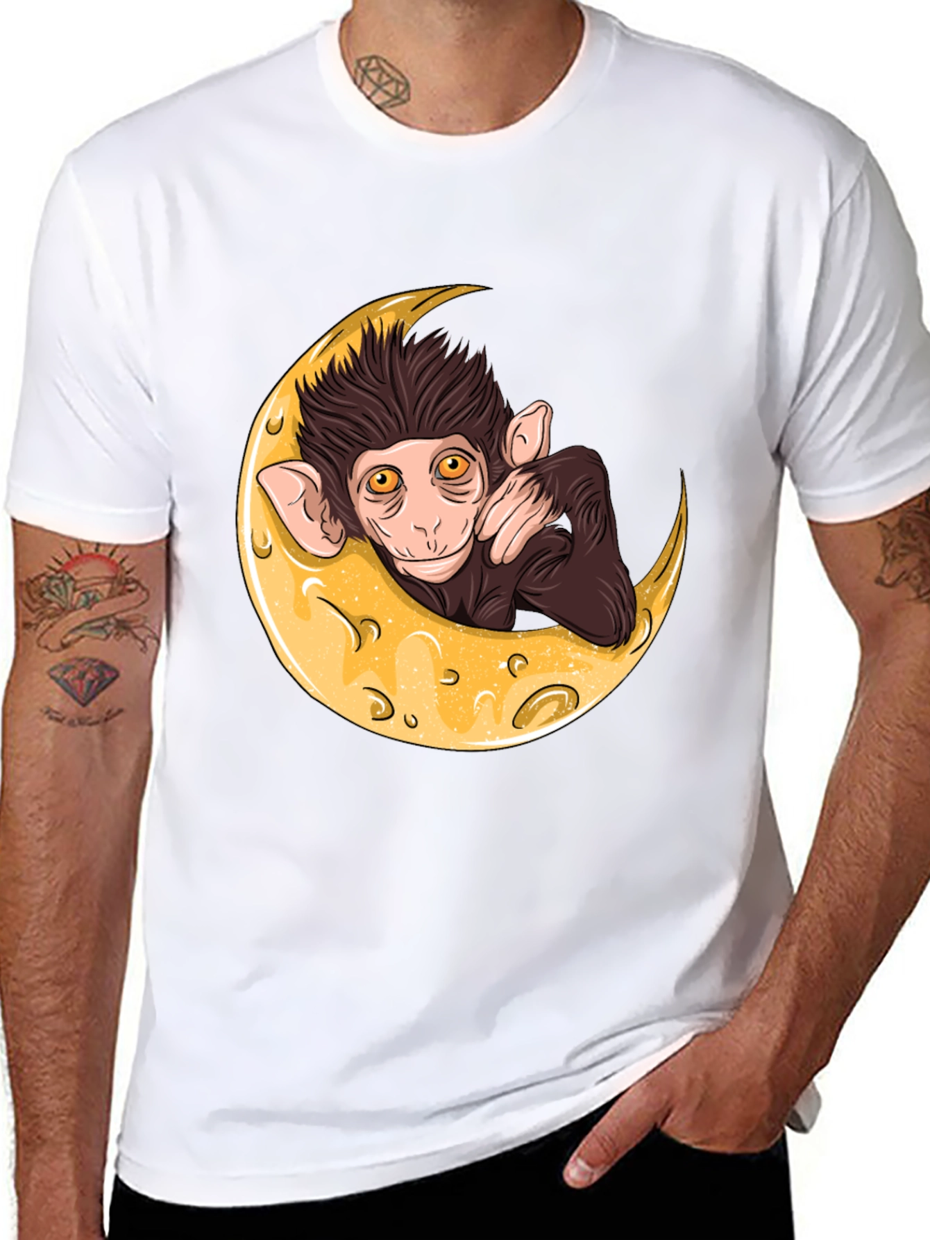 Black Monkey on the Moon Graphic T-Shirt view 8