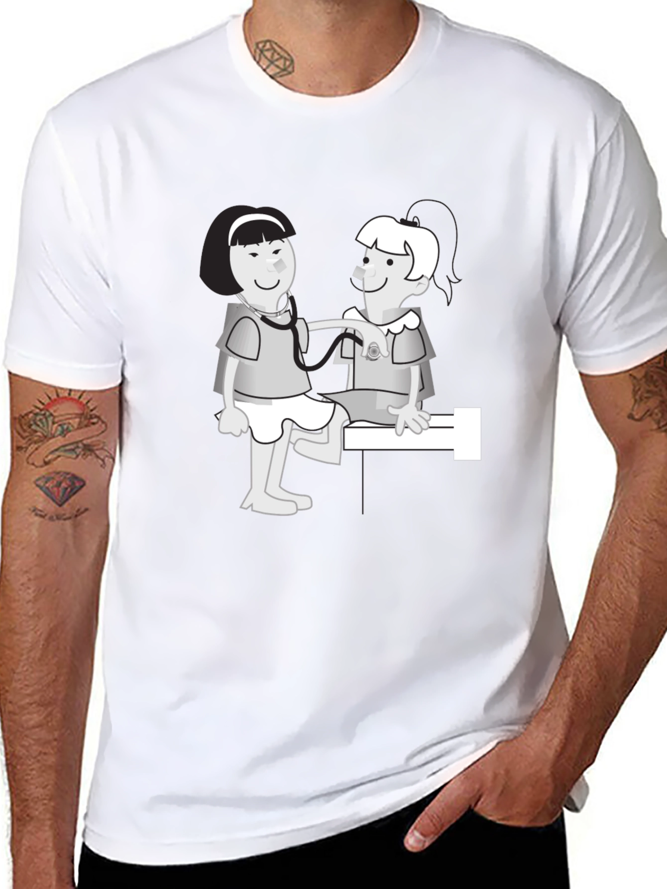 Black Cartoon Doctor Visit Graphic Tee view 8