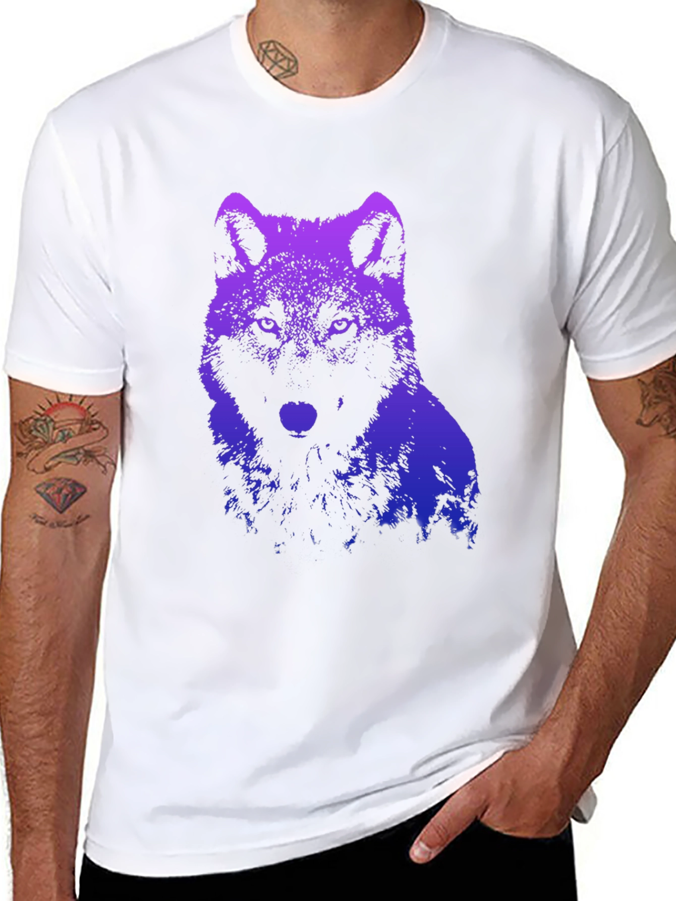 Black Wolf Graphic T-Shirt - Gradient Design view 8