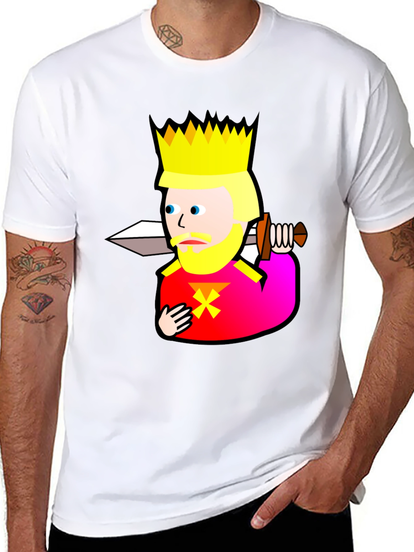 Black King Graphic T-Shirt - Black Cotton Tee view 8