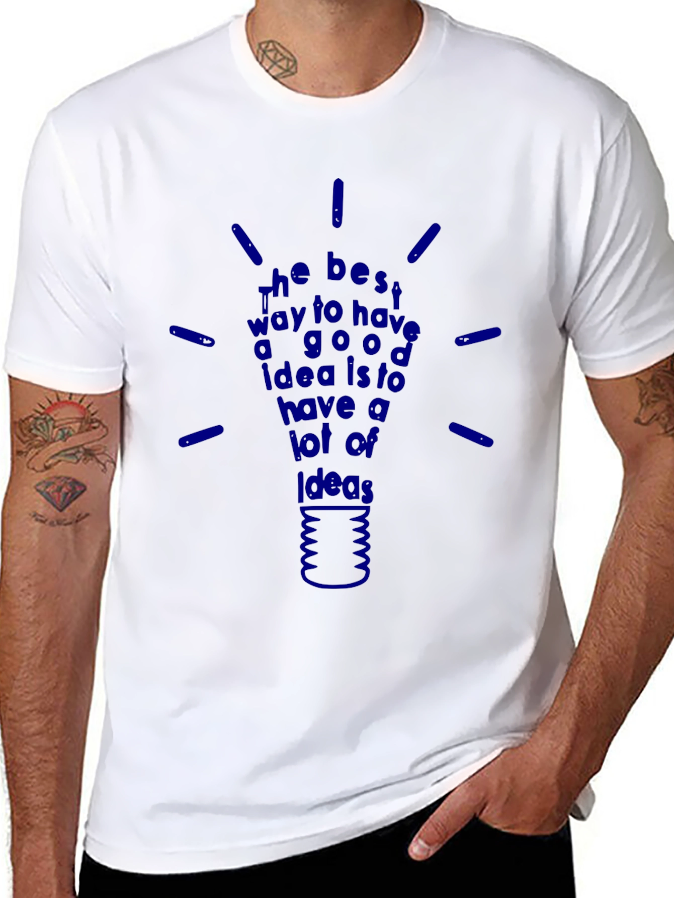 Black Ideas Lightbulb Graphic T-Shirt - Inspiring Design view 8