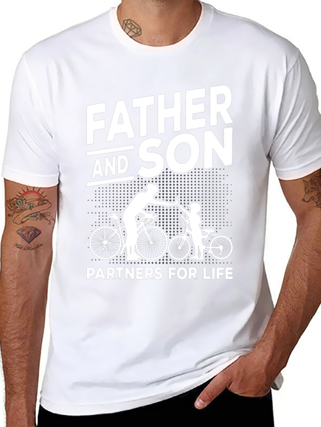 Black Father and Son Biking Partners T-Shirt view 8