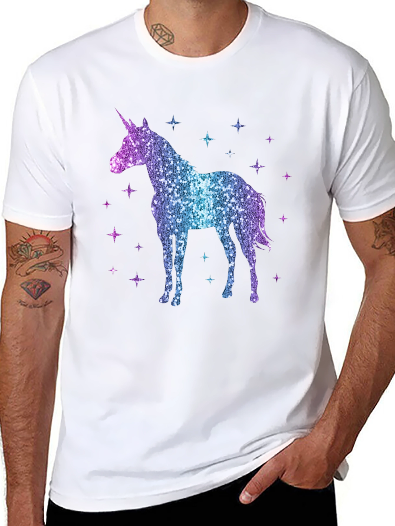 Black Sparkly Unicorn Graphic Tee - Magical Style view 8