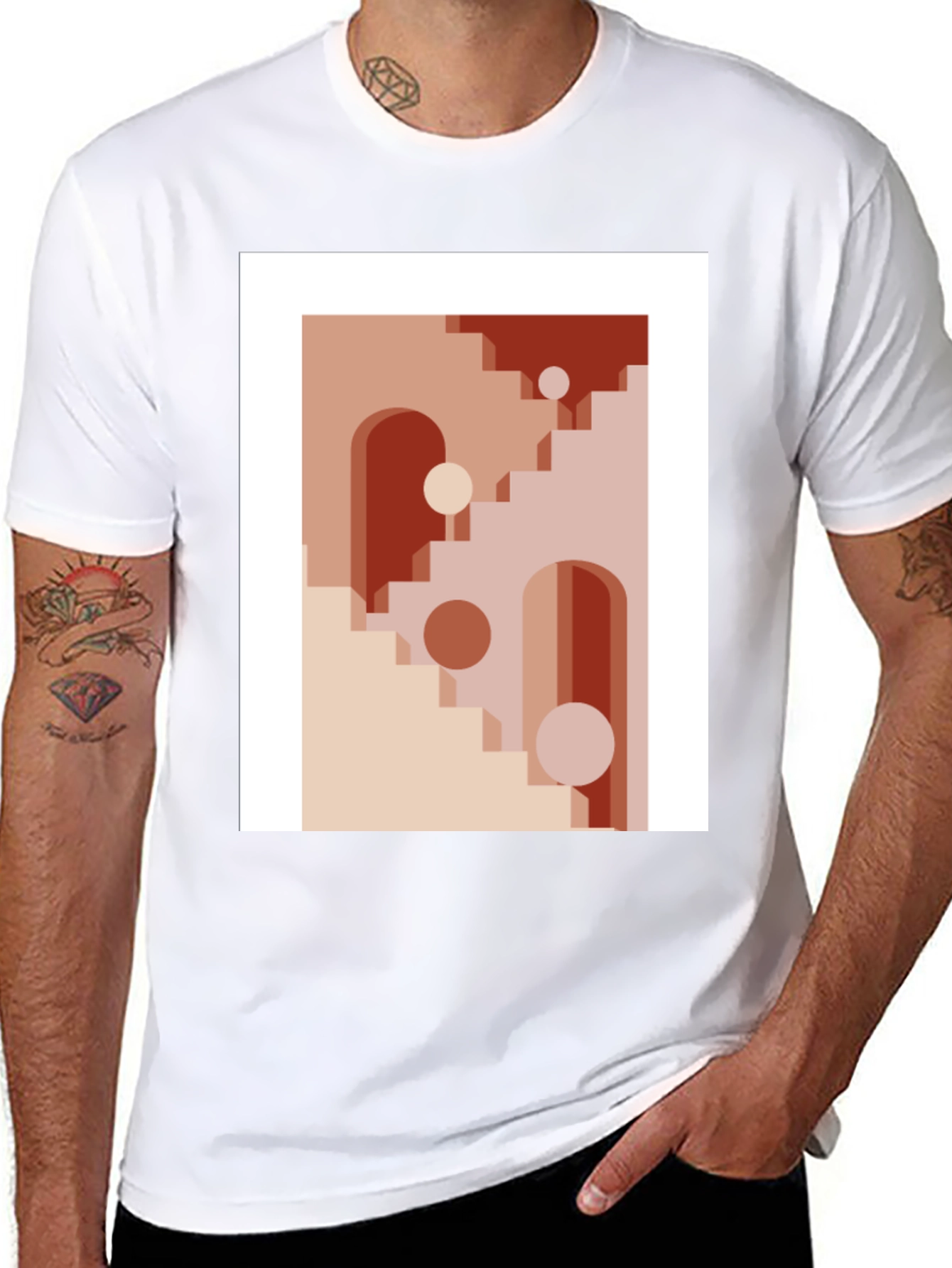 Black Abstract Geometric Graphic Print T-Shirt view 8