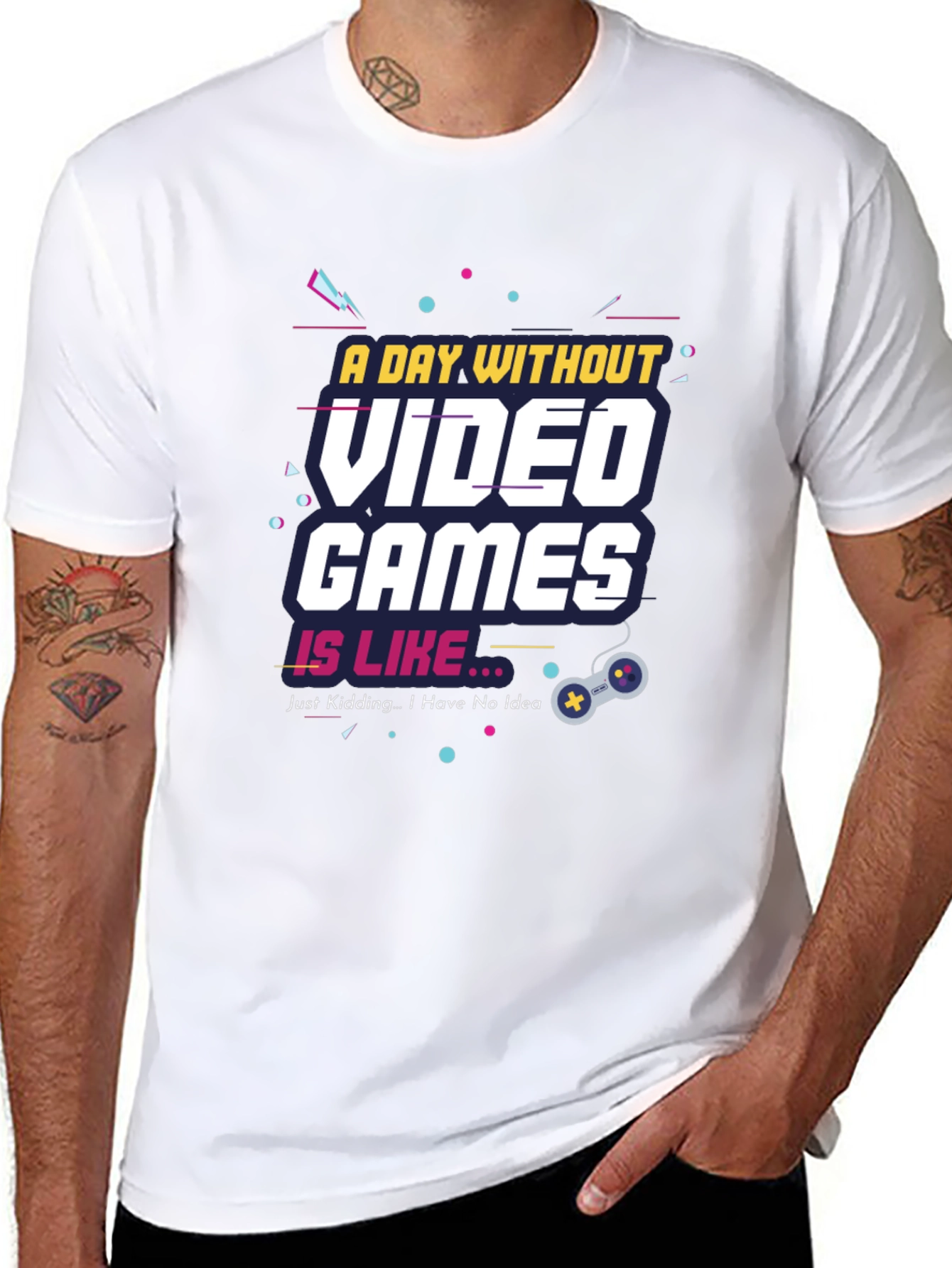Black A Day Without Video Games Funny T-Shirt view 8