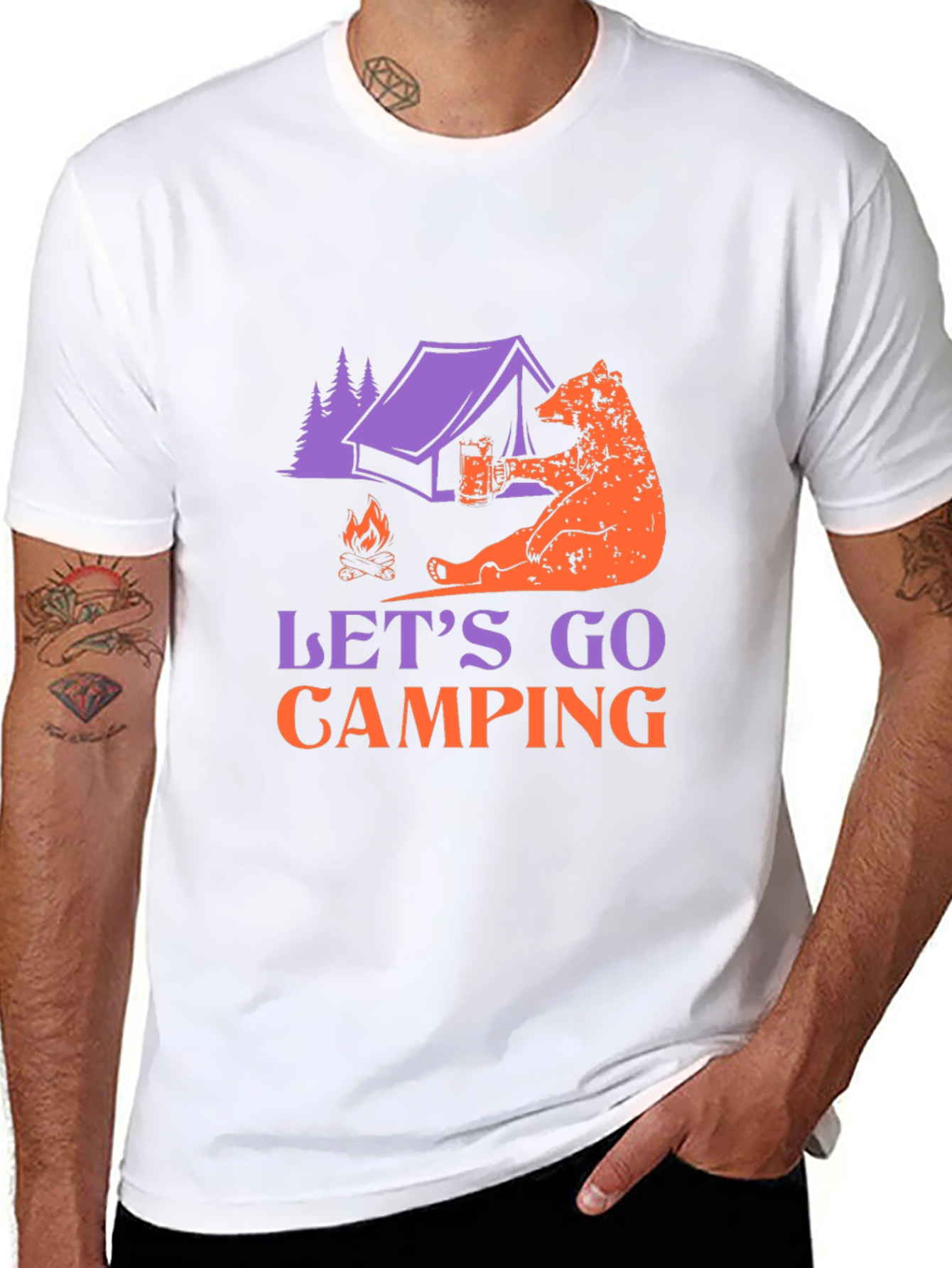 Black Camping Bear T-Shirt view 8