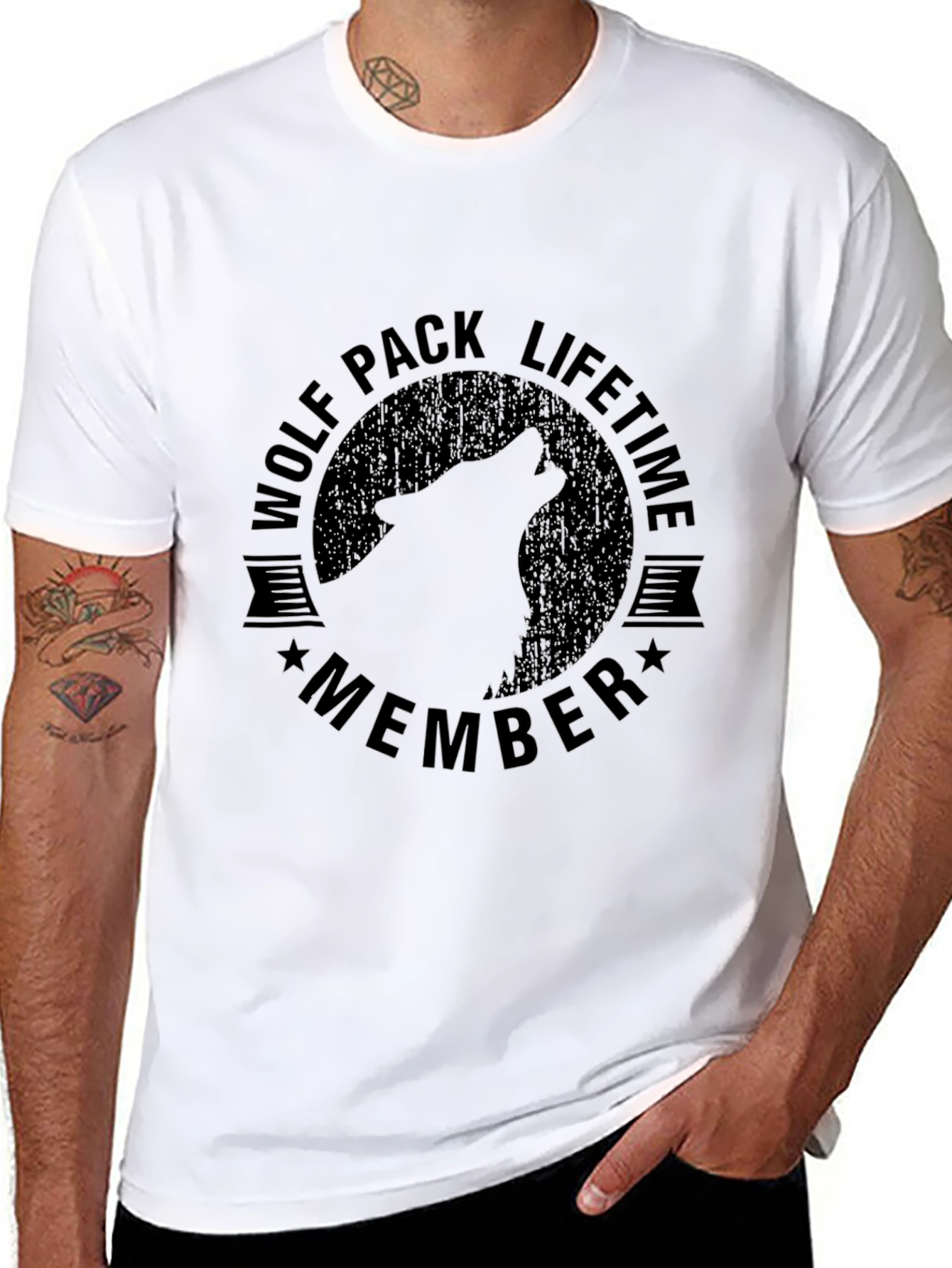 Black Wolf Pack Lifetime Member Black T-Shirt view 8