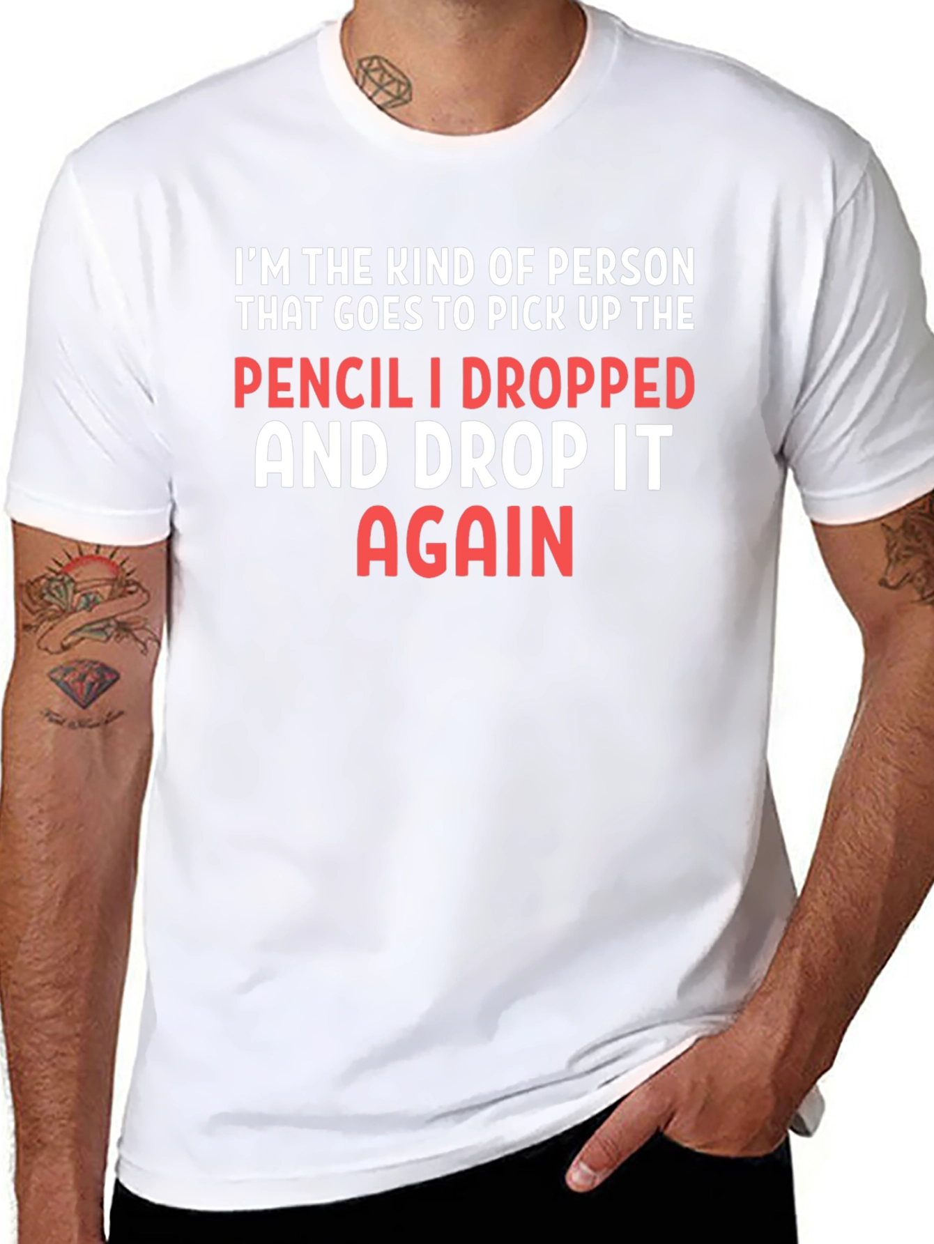 Black Funny Pencil Dropping T-Shirt view 8