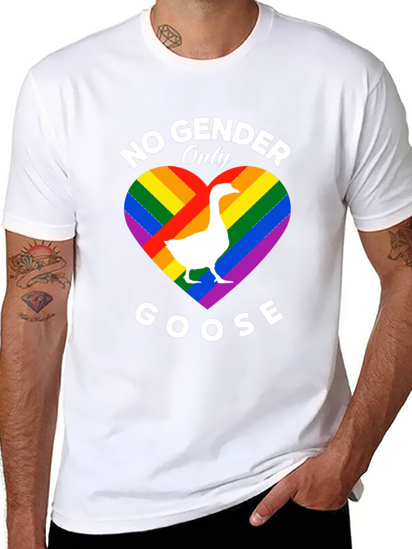 Black No Gender Only Goose Pride T-Shirt view 8
