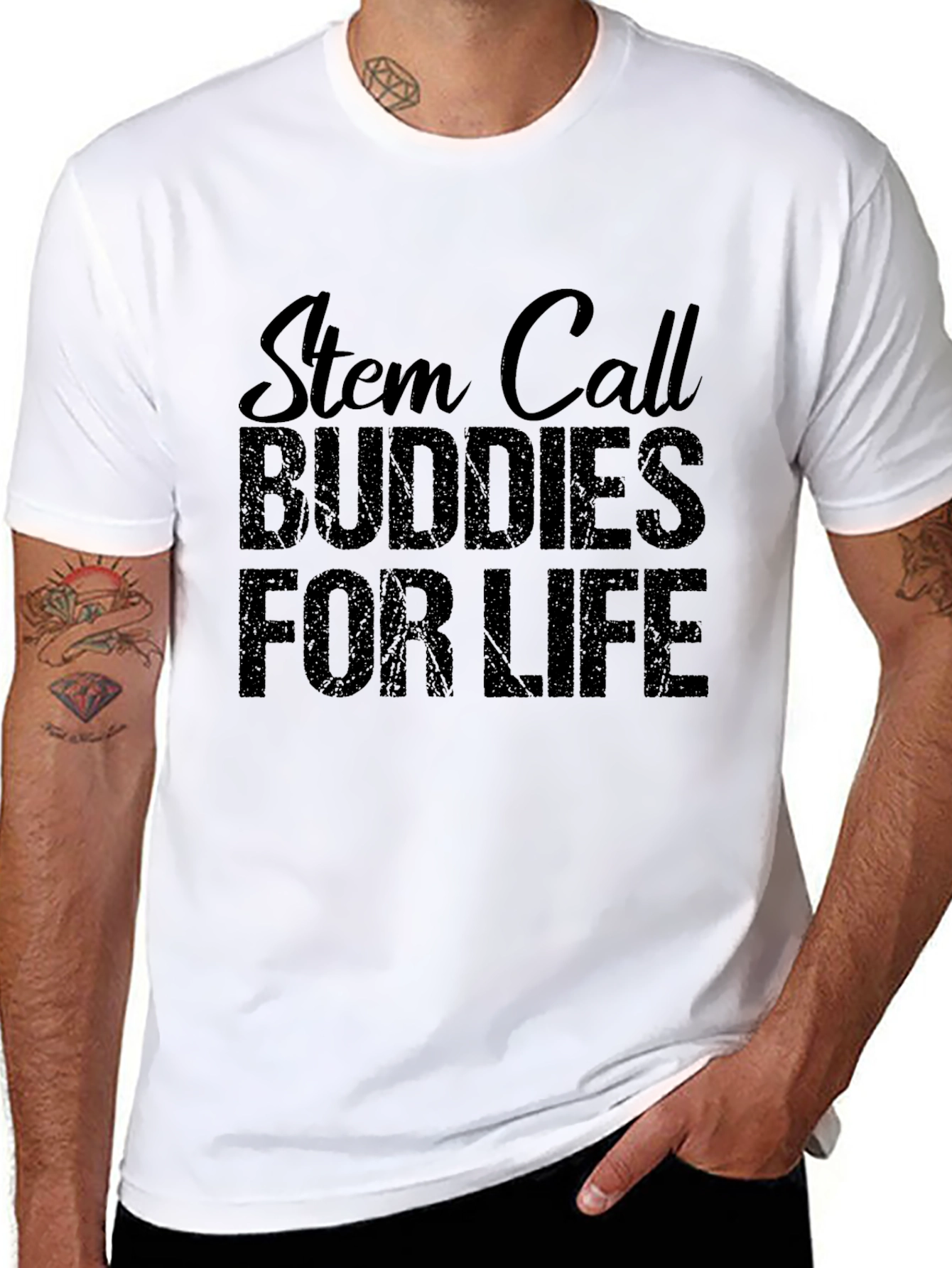 Black Stem Cell Buddies for Life Black T-Shirt view 8
