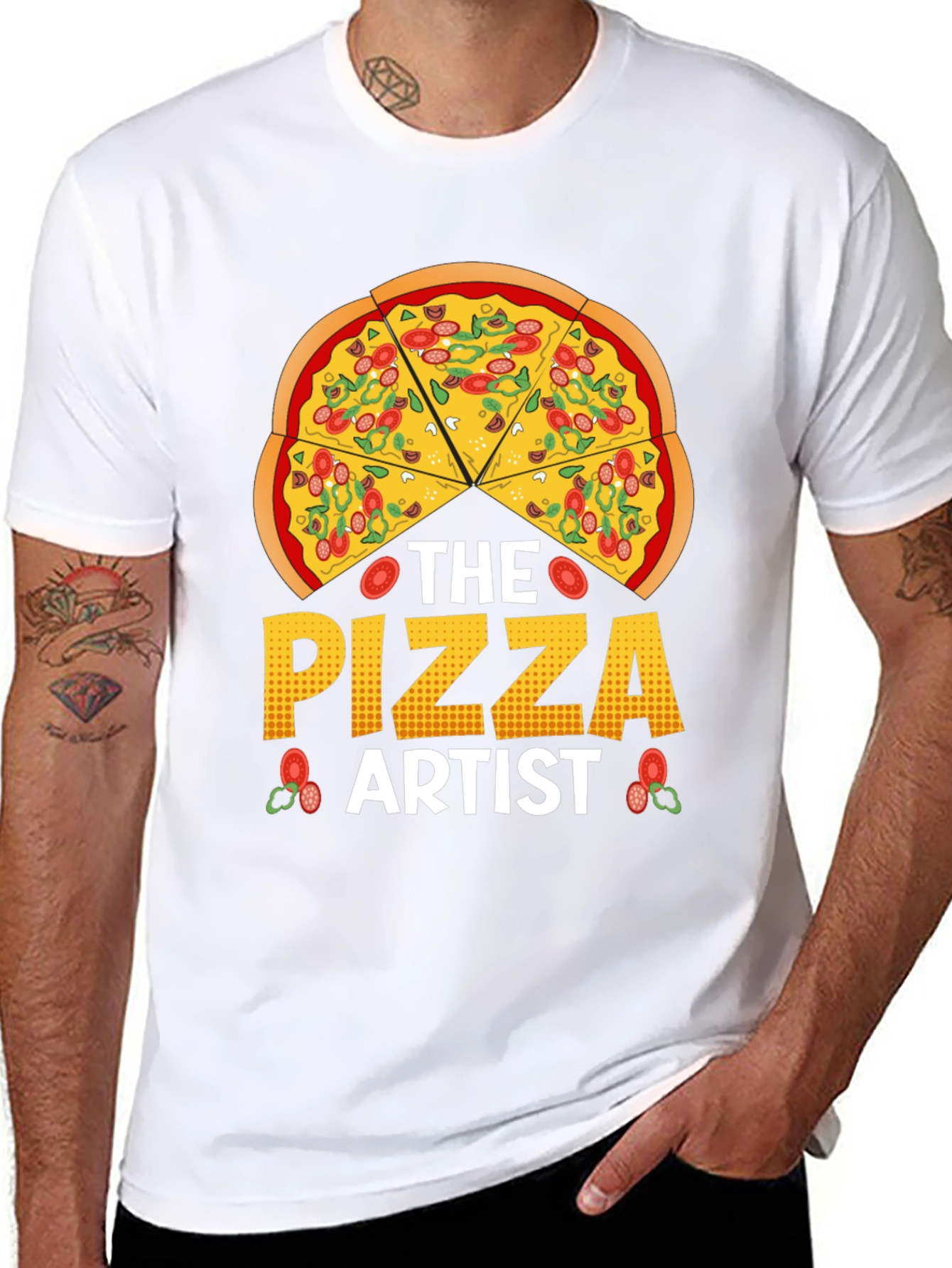 Black The Pizza Artist T-Shirt - Foodie Graphic Tee view 8