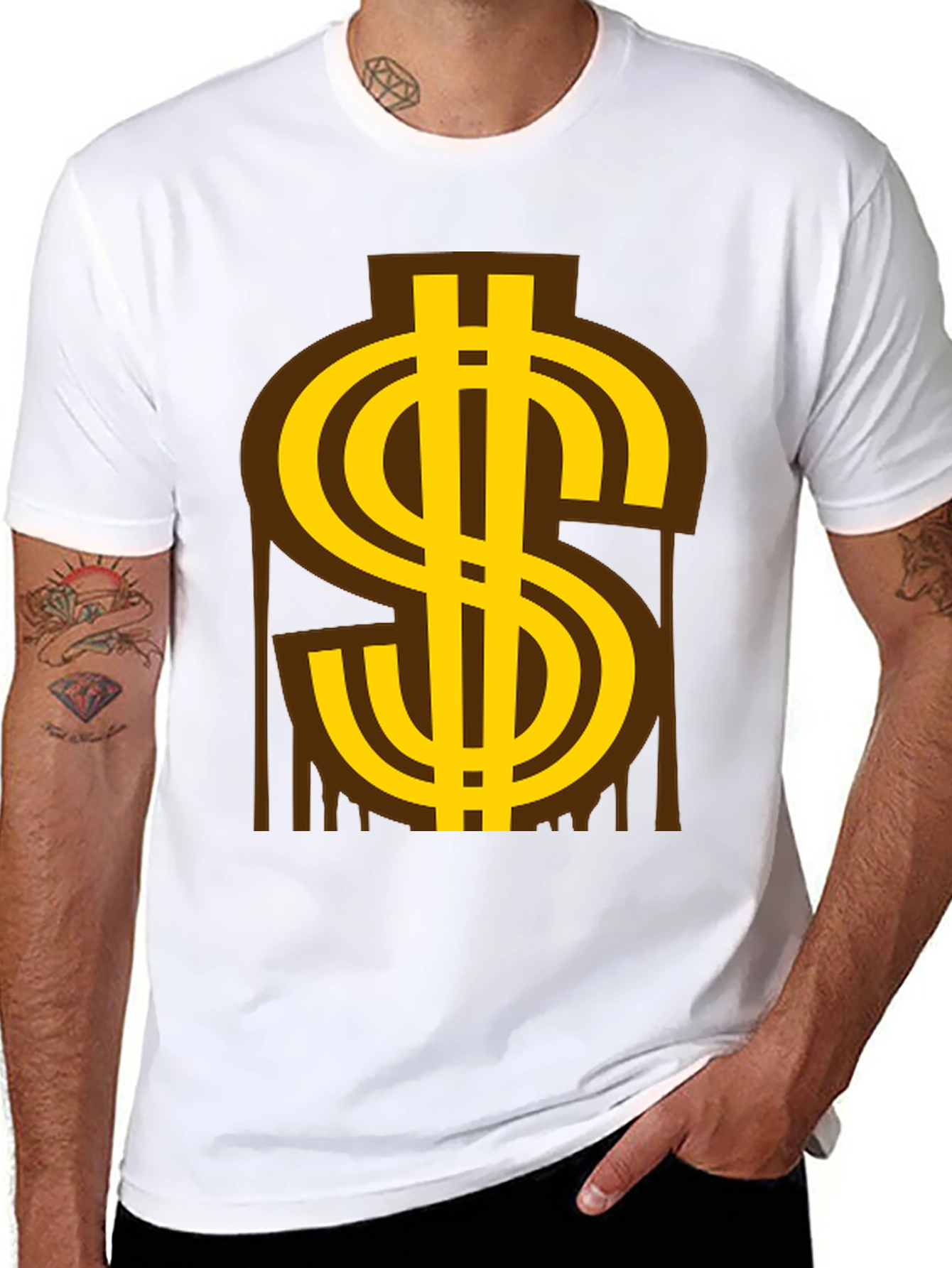 Black Gold Dollar Sign Graphic Tee view 8