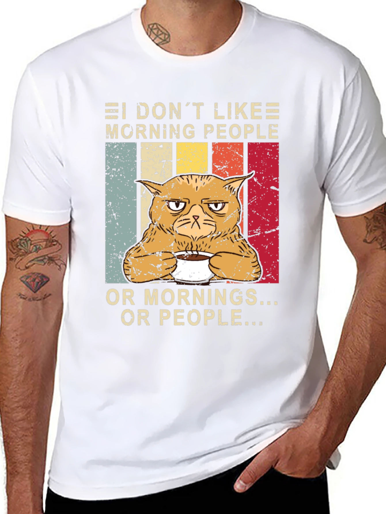 Black Grumpy Cat "I Don't Like Morning People" Graphic Tee view 8