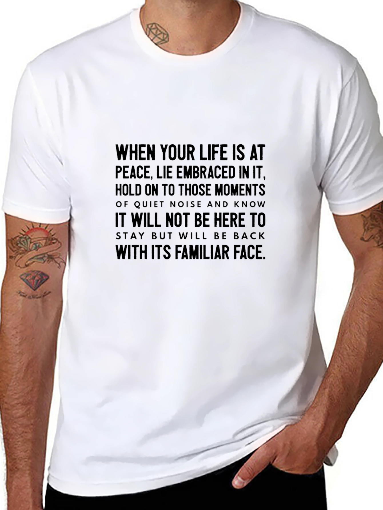 Black Peaceful Moments Graphic Tee - Embrace Life's Quiet Noise view 8