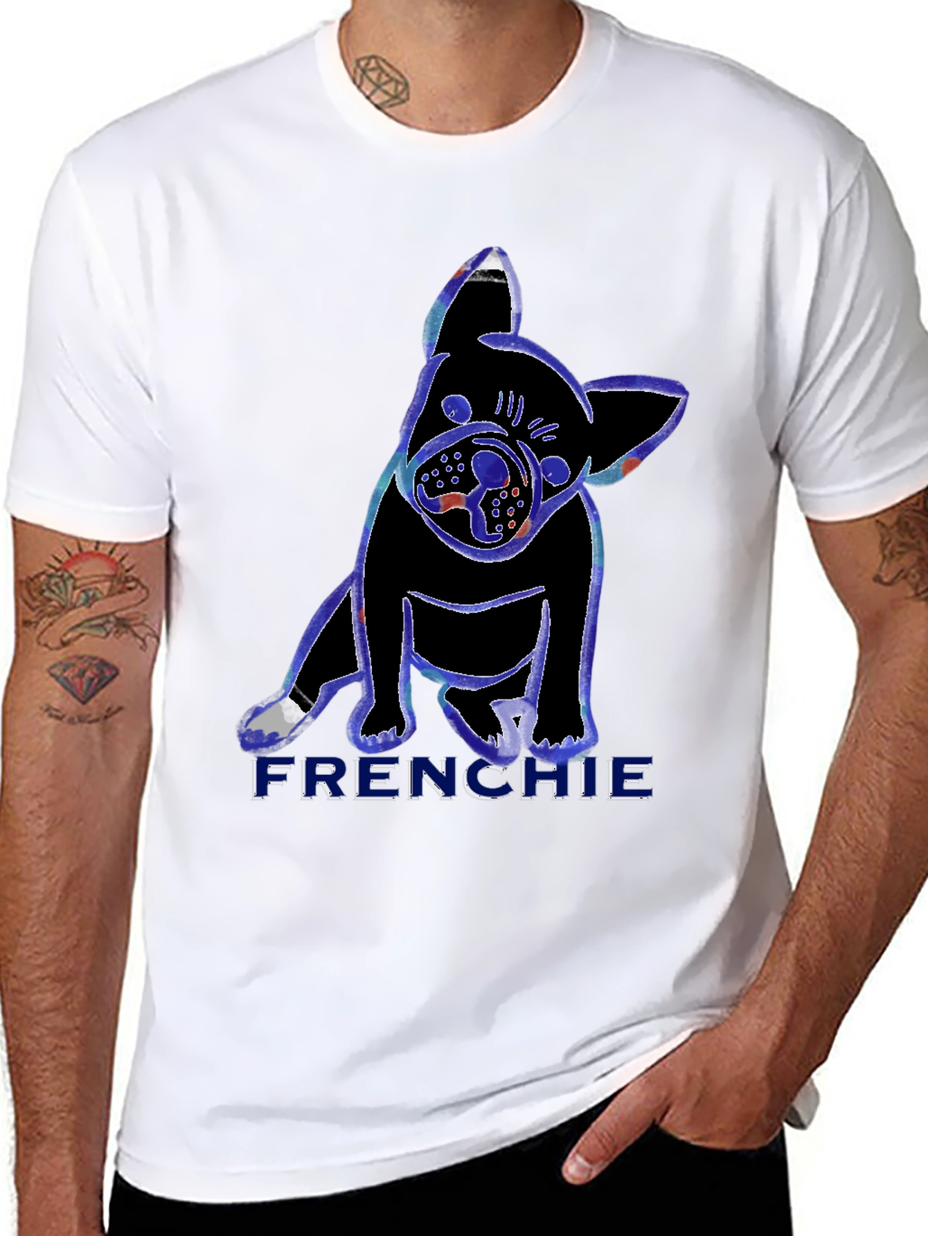 Black Frenchie Dog Graphic T-Shirt view 8