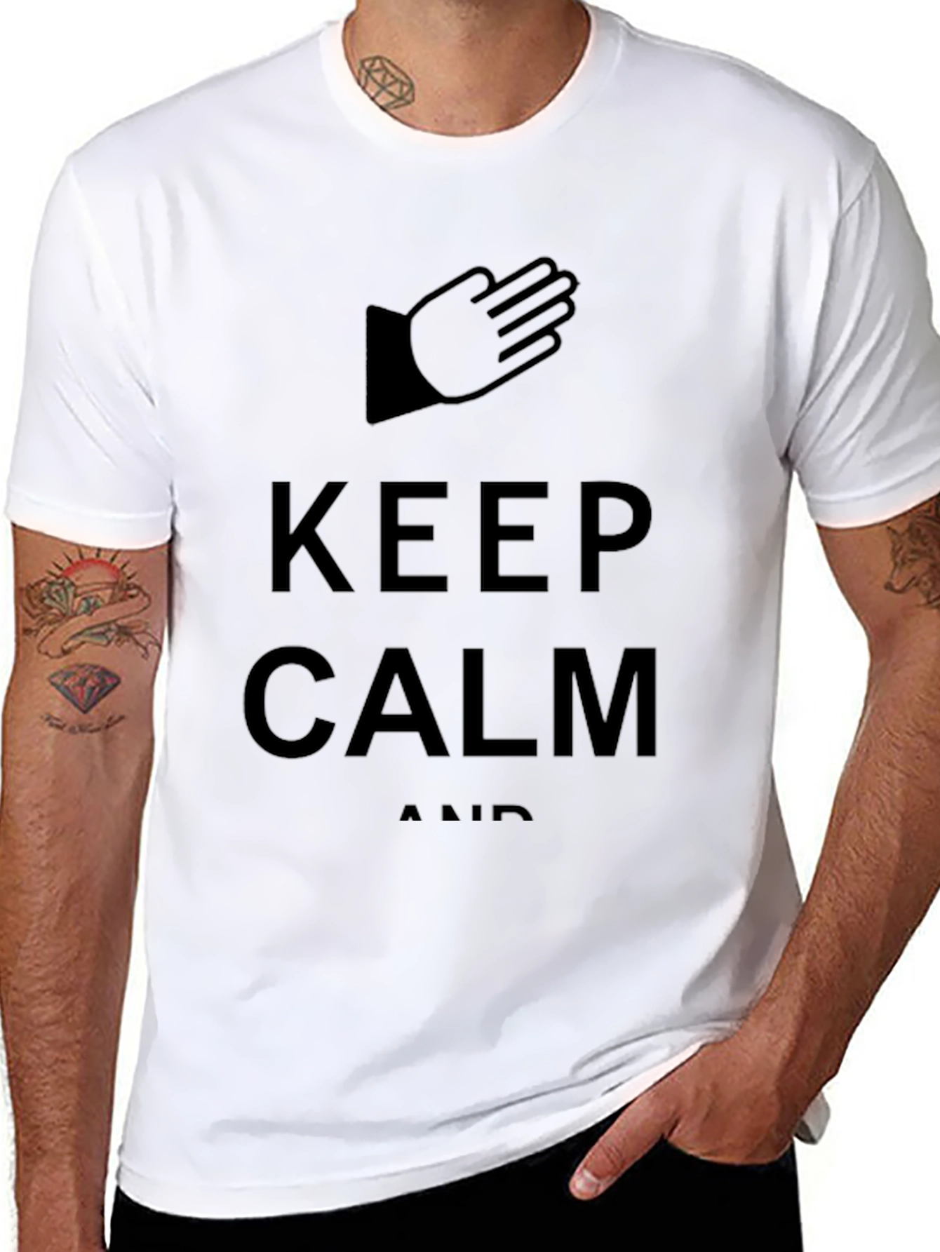 Black Keep Calm Black Graphic T-Shirt view 8