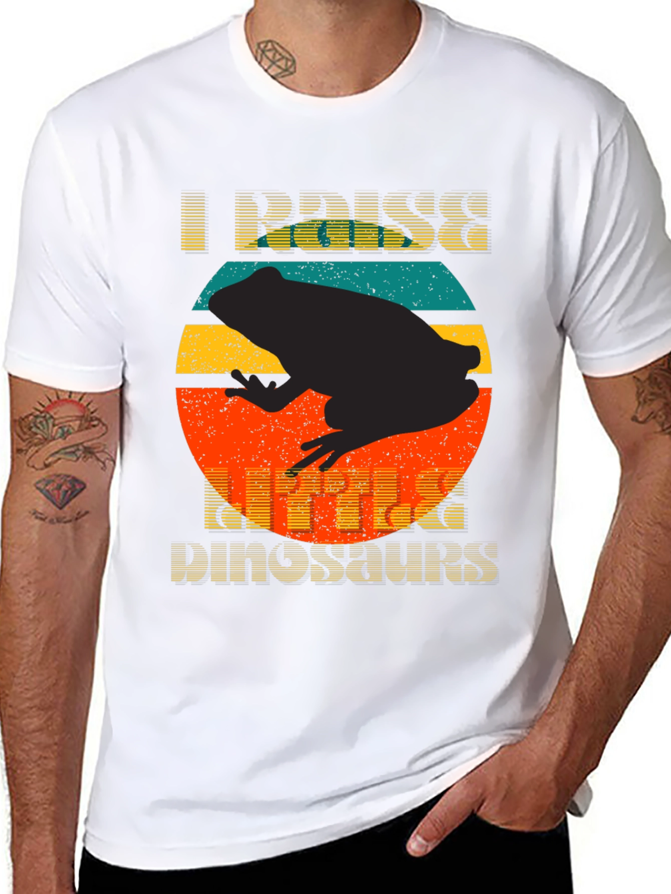 Black I Raise Little Dinosaurs Funny Frog T-Shirt view 8