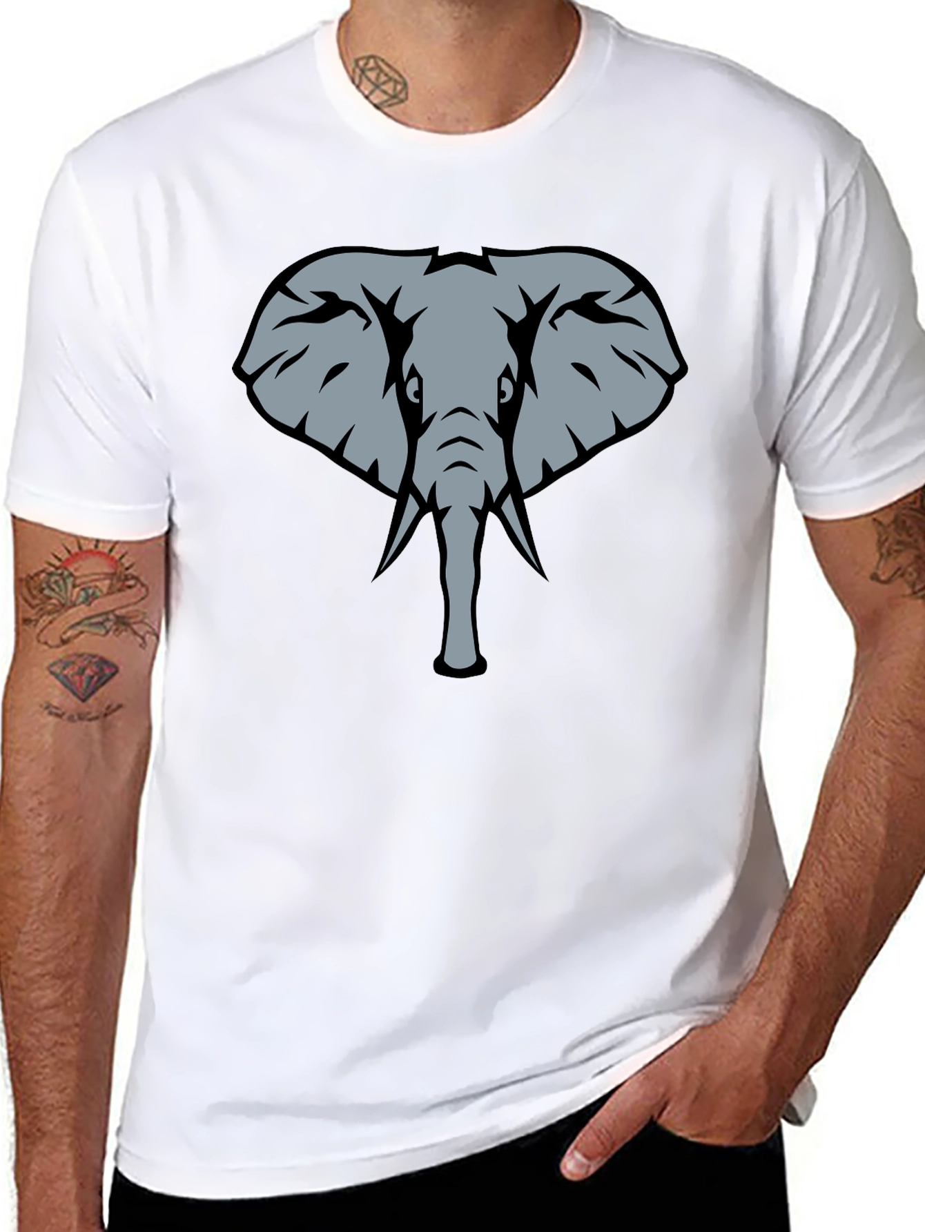 Black Elephant Graphic Print Black T-Shirt view 8