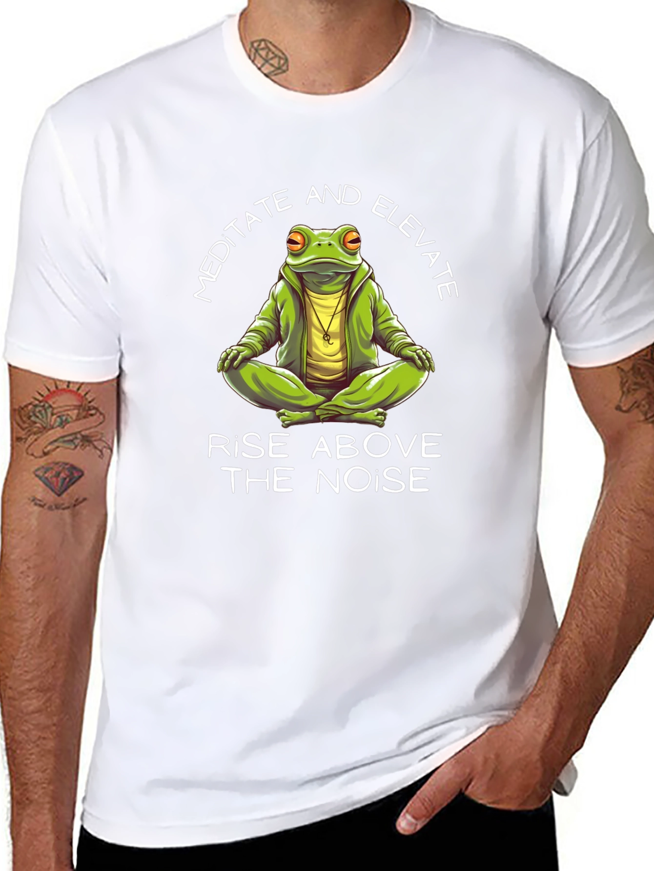 Black Meditate and Elevate Frog Graphic Tee view 8