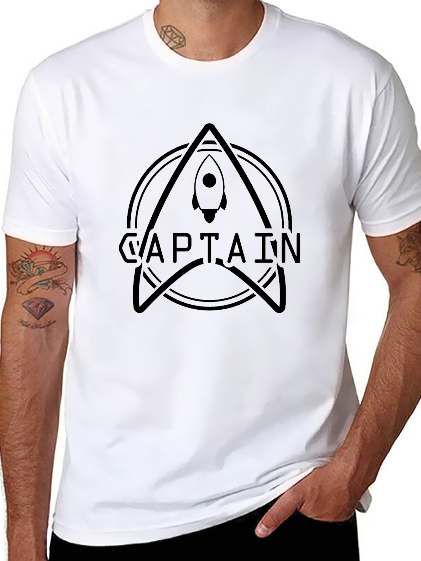 Black Captain Rocket Graphic T-Shirt - Black Cotton Blend view 8