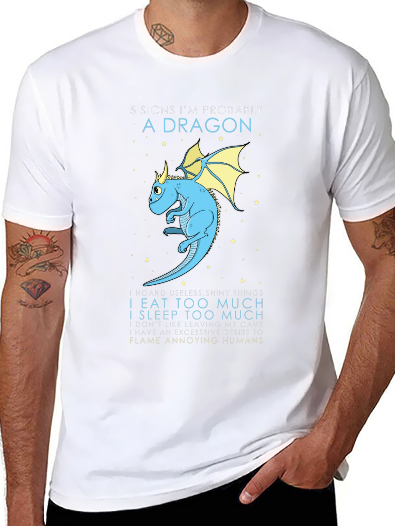 Black 5 Signs I'm Probably a Dragon Funny Graphic T-Shirt view 8
