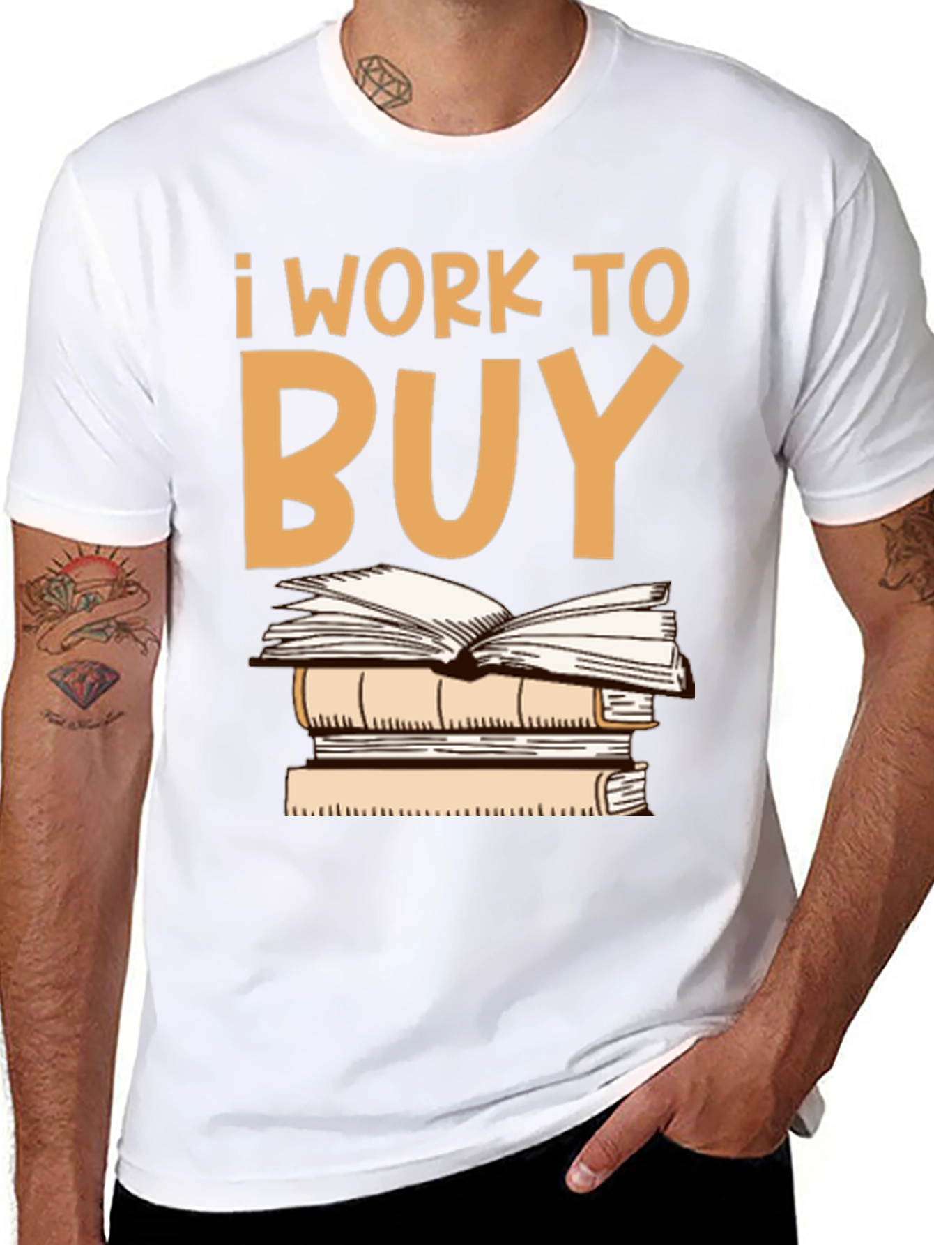 Black I Work To Buy Books Graphic Tee view 8