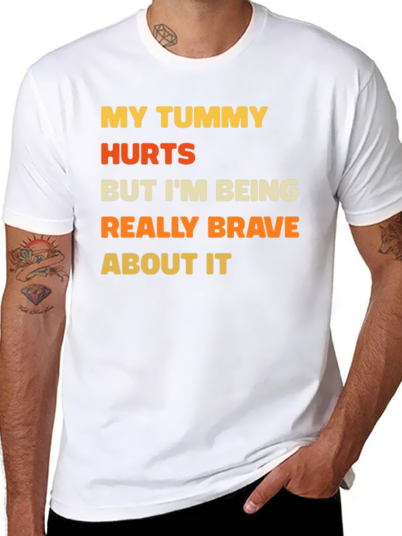 Black Funny Tummy Hurts Brave Graphic Tee view 8