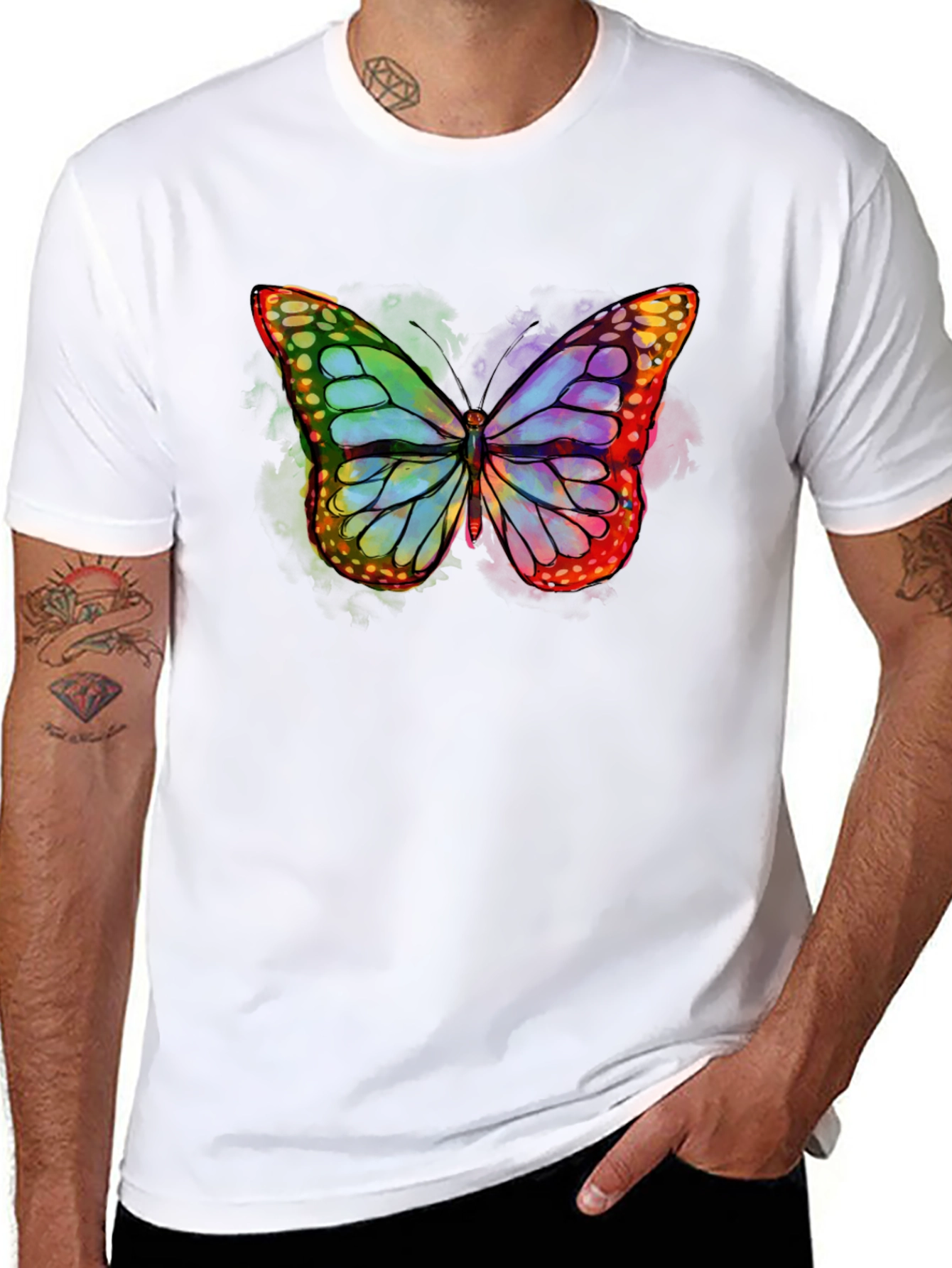 Black Butterfly Graphic T-Shirt - Vibrant Colors view 8