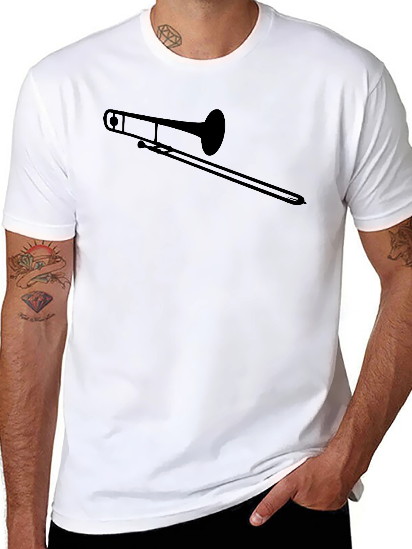 Black Trombone Graphic Tee - Musician's Black T-Shirt view 8