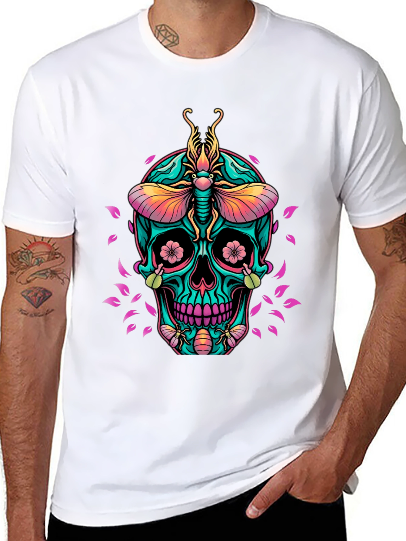 Black Skull & Bugs Graphic Tee view 8