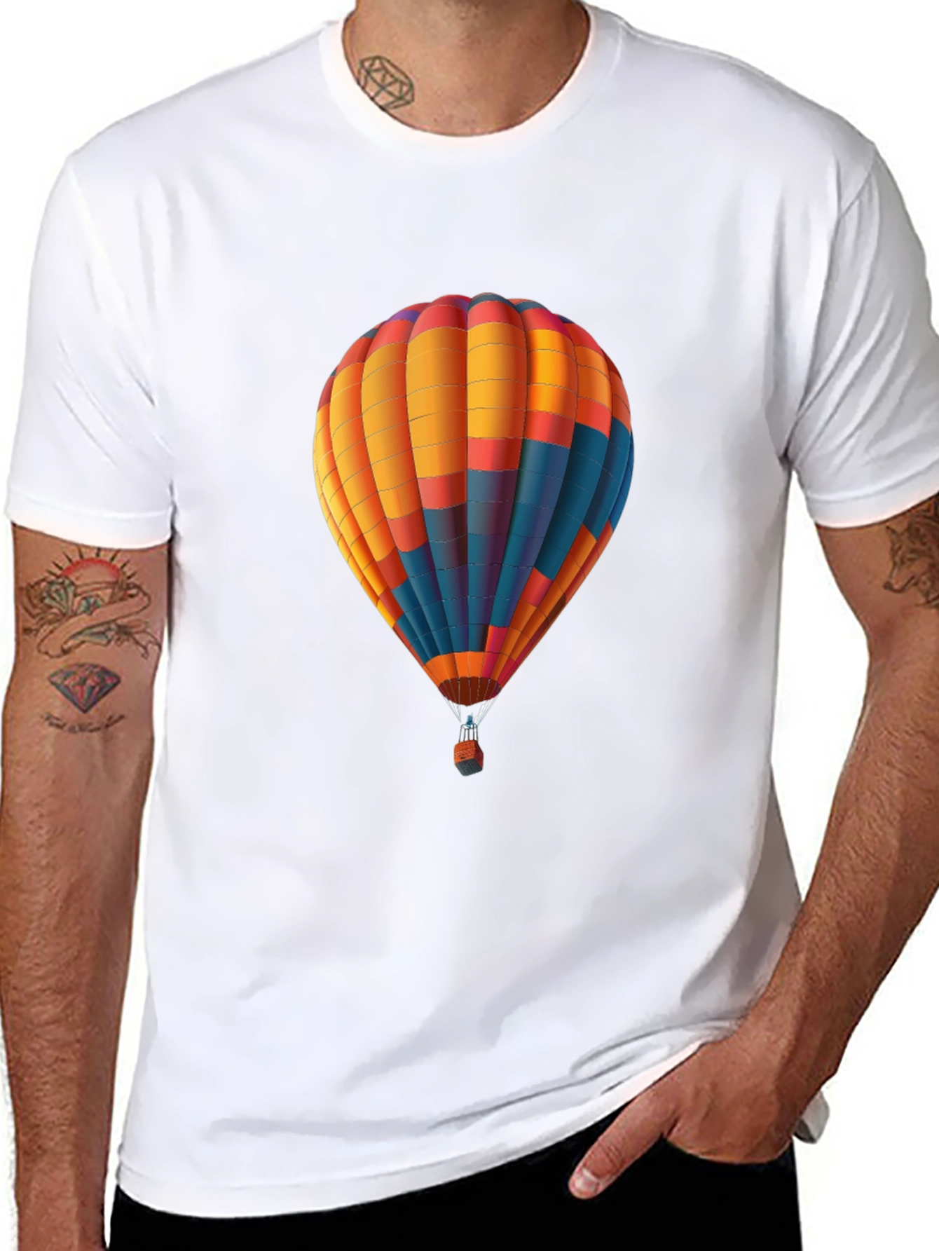 Black Hot Air Balloon Graphic Tee - Stylish & Unique view 8
