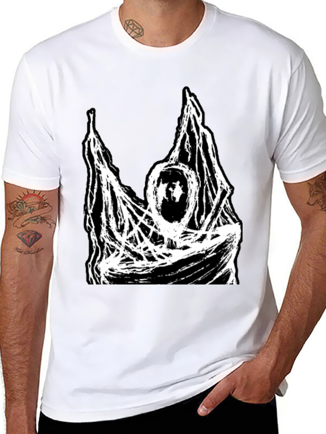 Abstract Graphic Print Black T-Shirt - 8