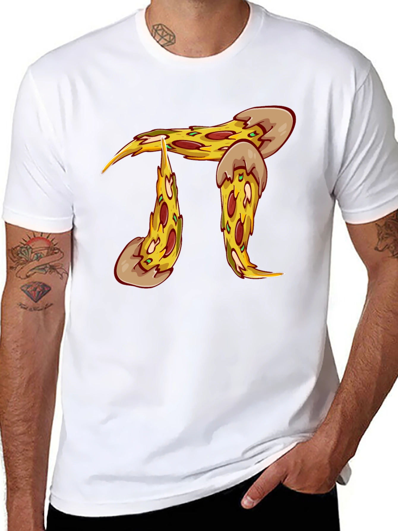Black Pizza Pi Graphic T-Shirt - Black Cotton Blend view 8