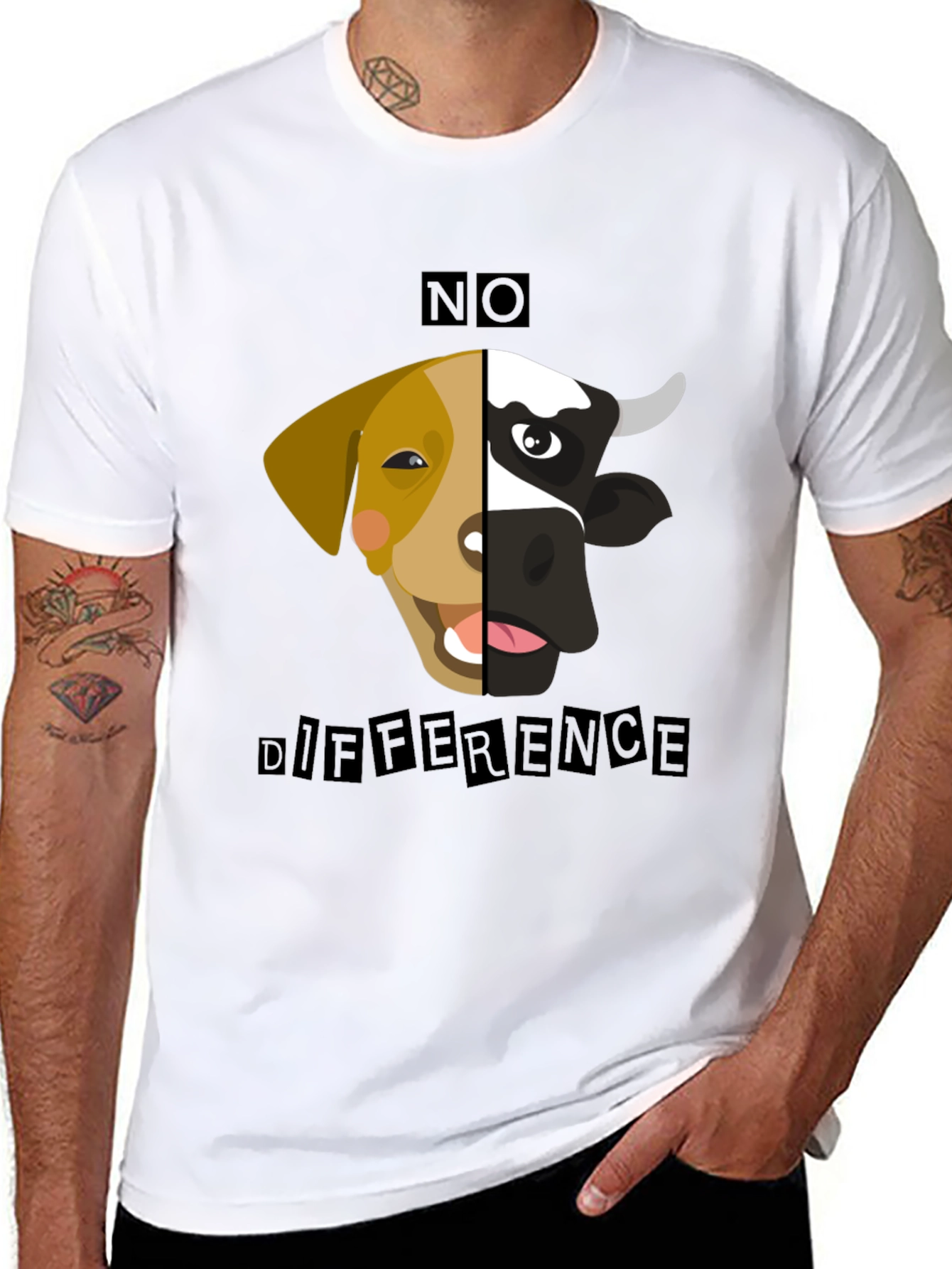 Black No Difference Tee: Vegan Animal Rights T-Shirt view 8