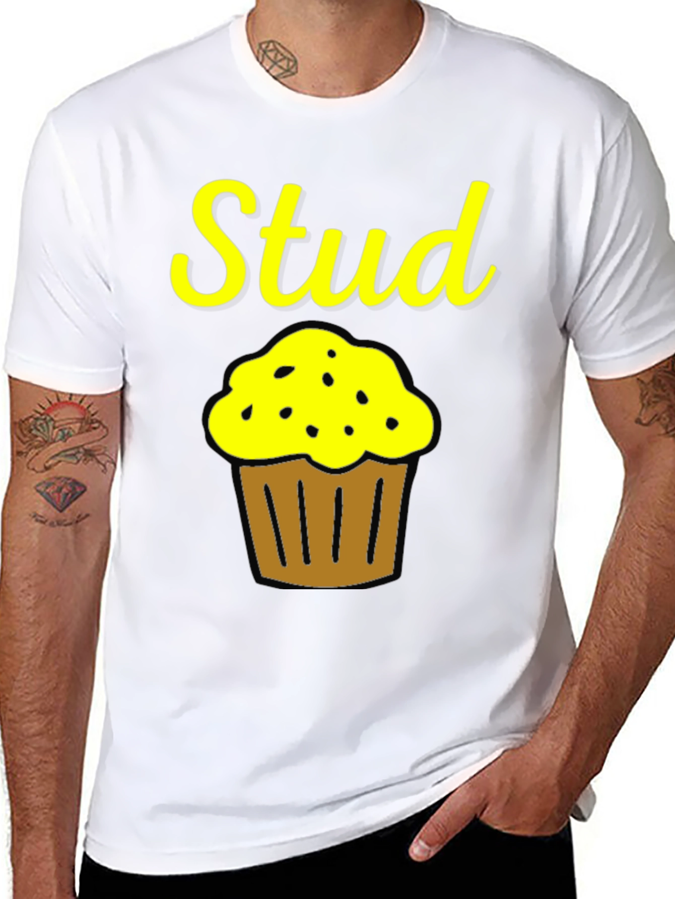 Black Stud Muffin Funny Graphic T-Shirt view 8