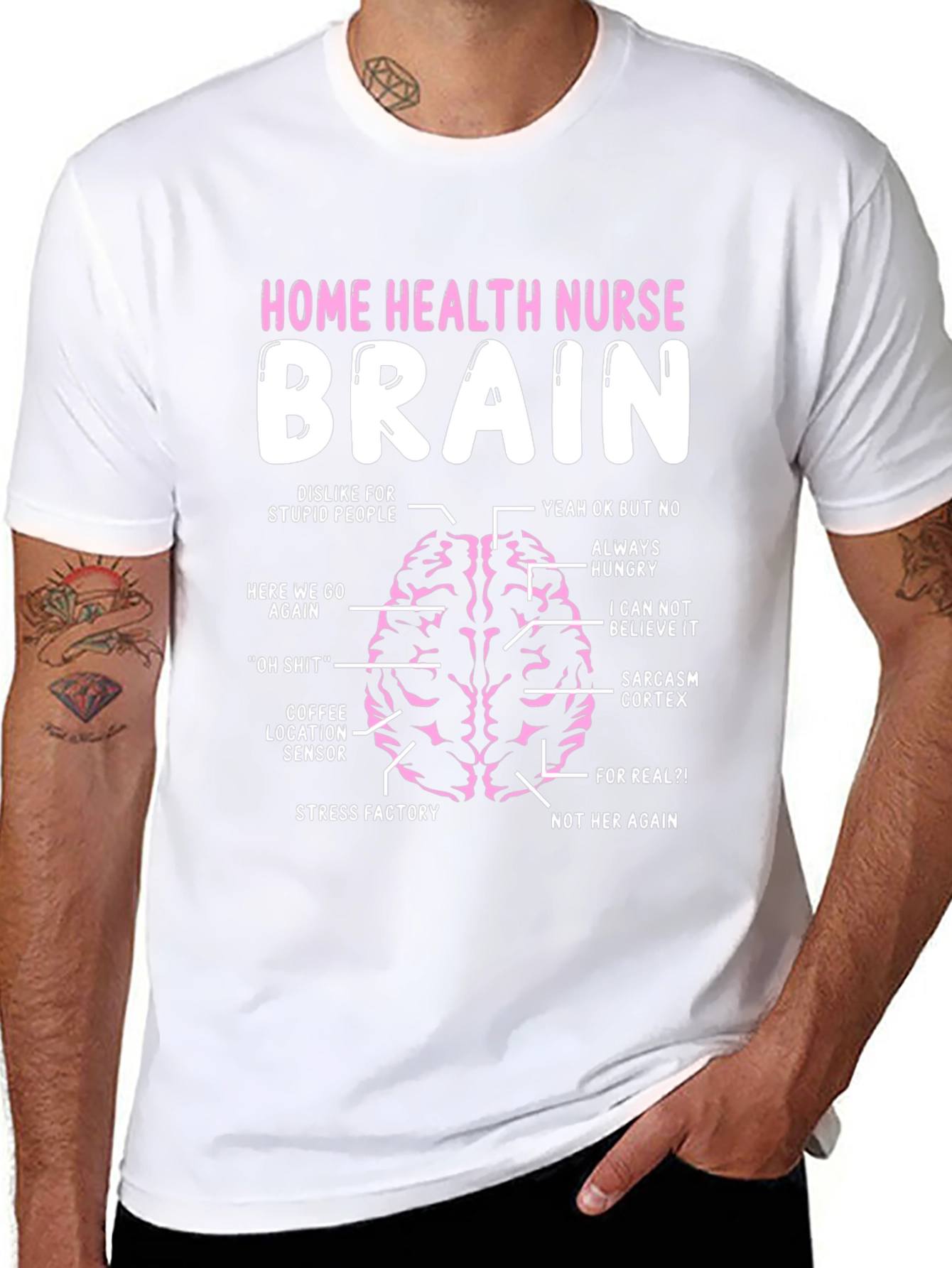 Black Home Health Nurse Brain T-Shirt Funny Nurse Gift view 8