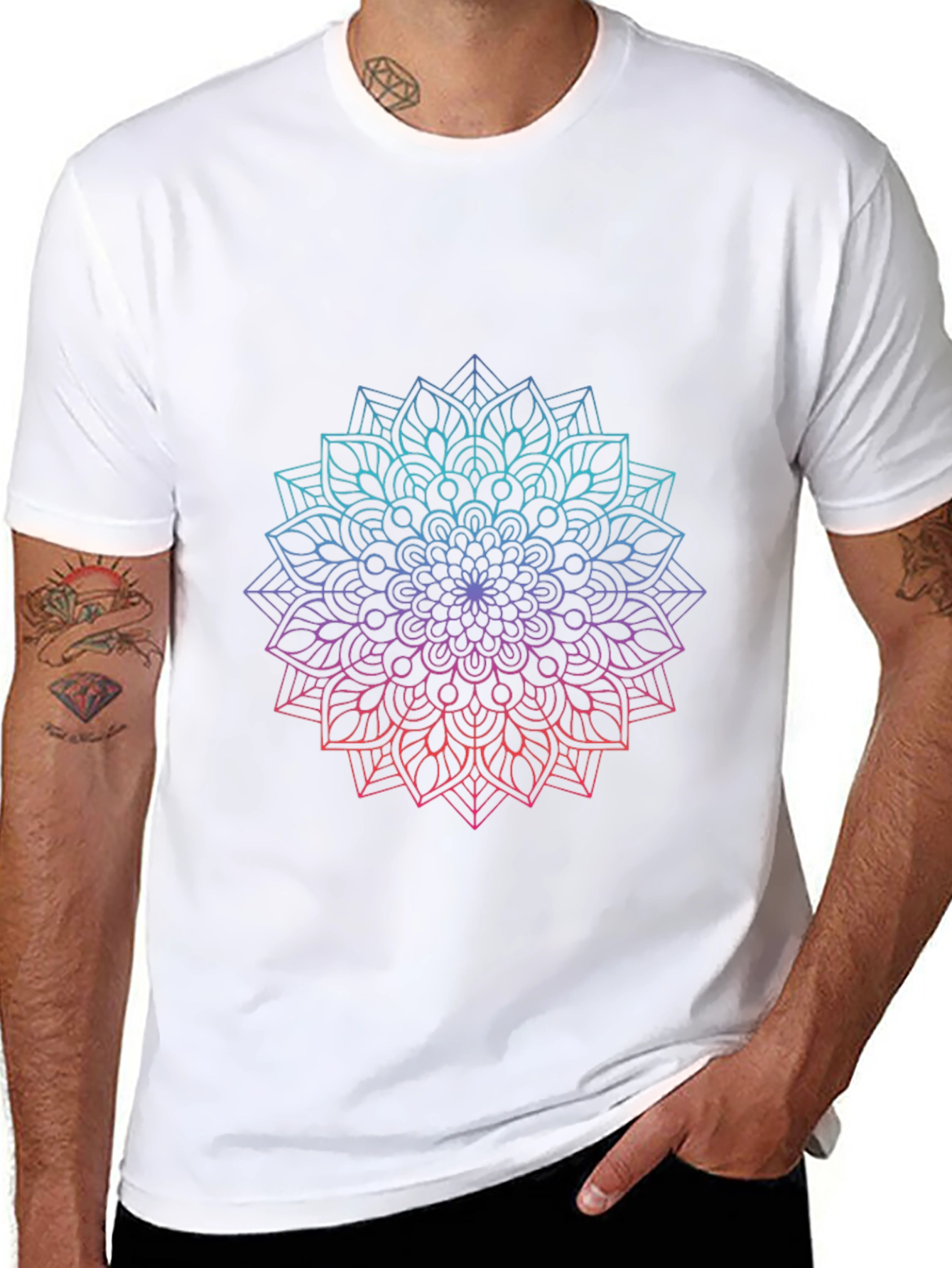 Black Mandala Gradient T-Shirt - Relaxed Fit view 8