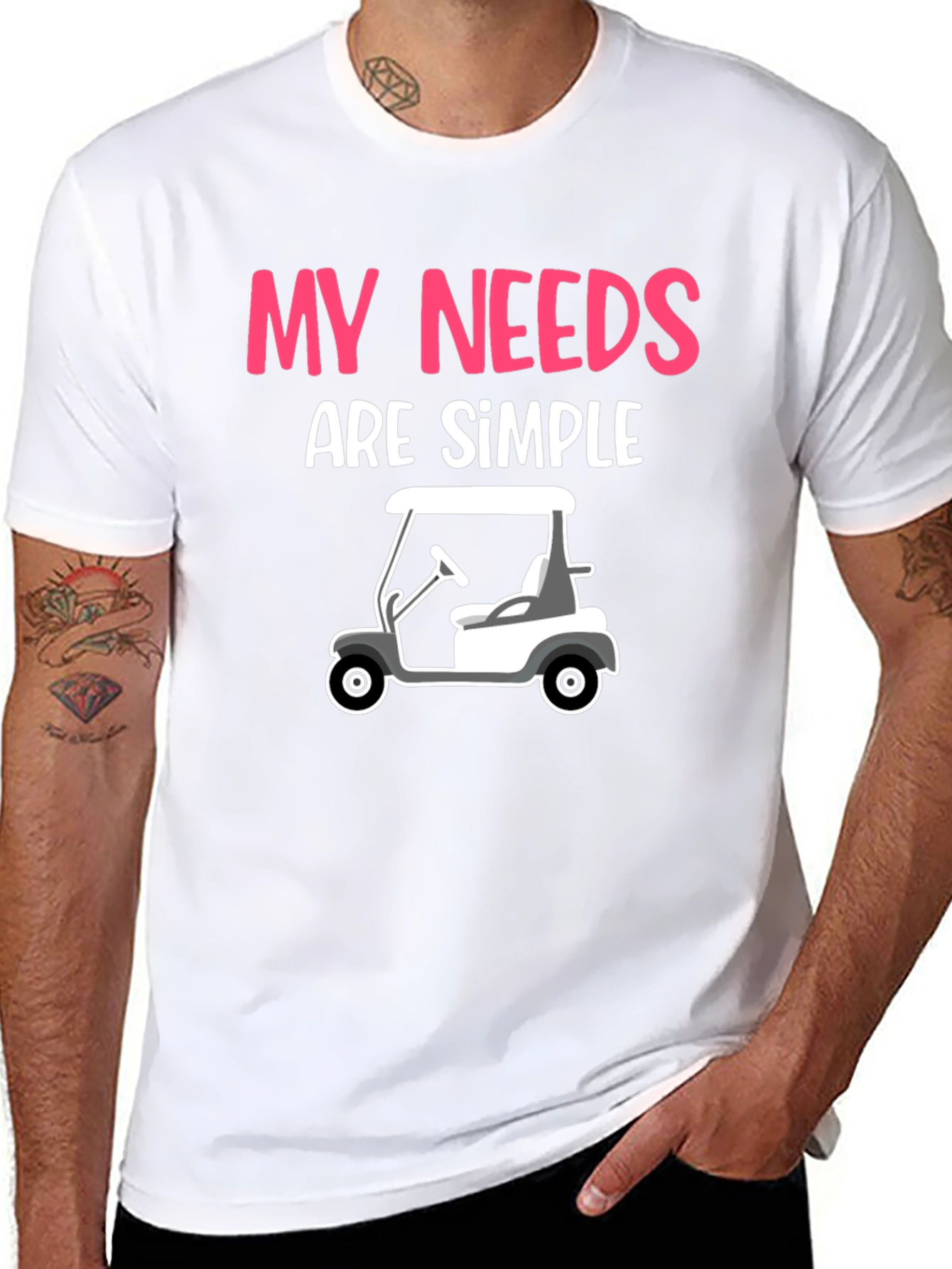 Black My Needs Are Simple - Golf Cart Graphic Tee view 8