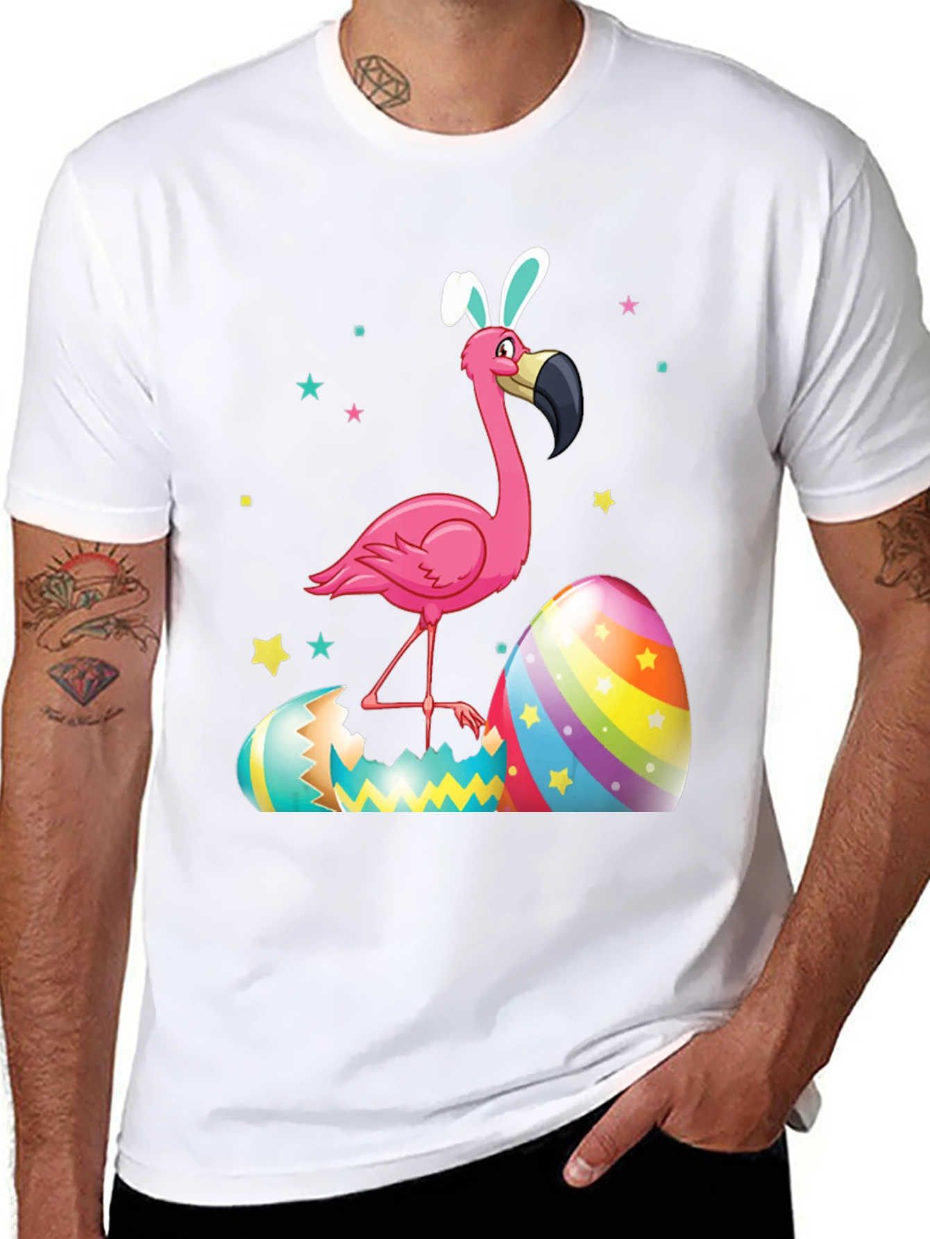 Black Easter Flamingo T-Shirt view 8