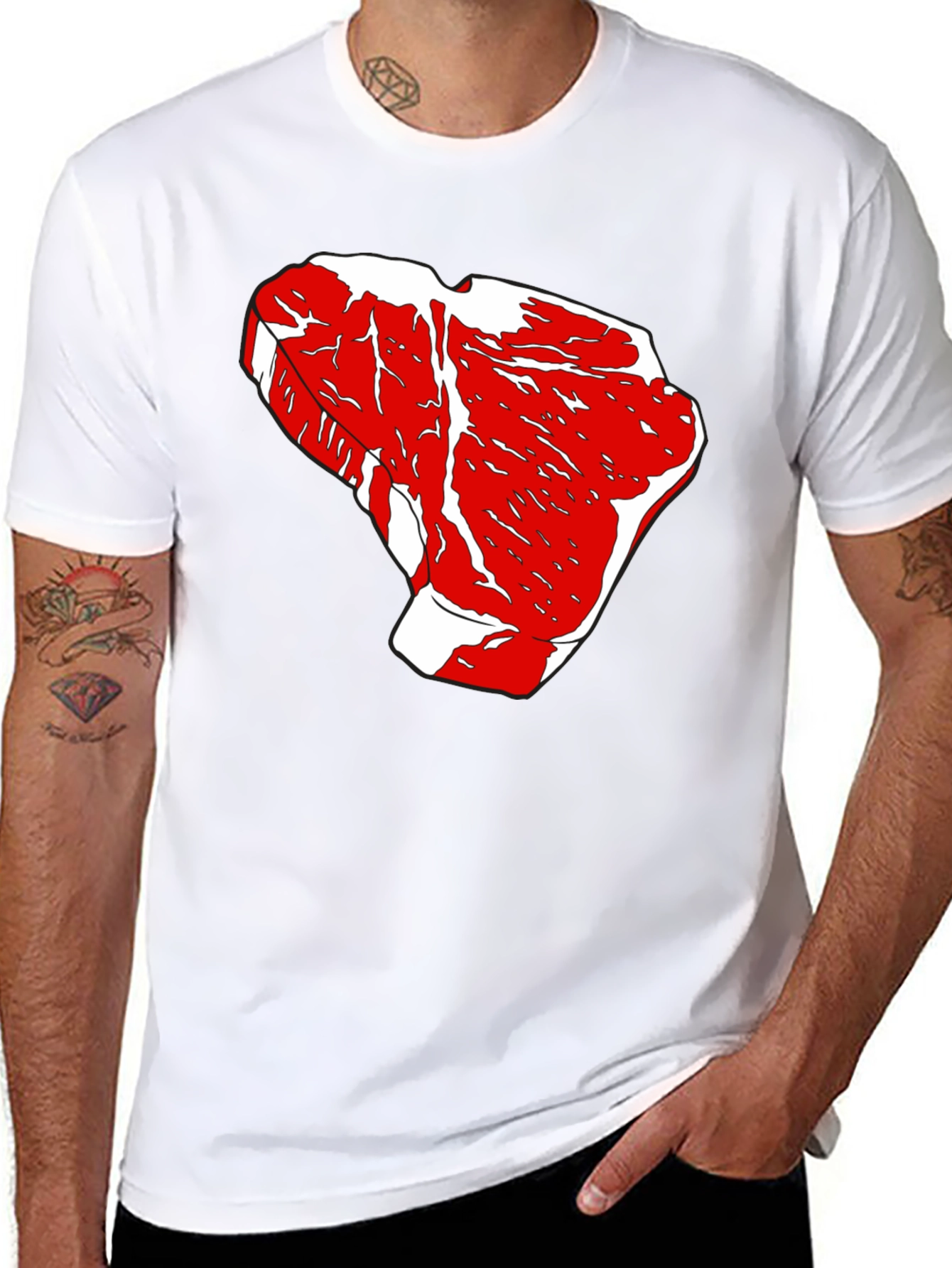 Black Steak Graphic Tee - Black Cotton T-Shirt view 8