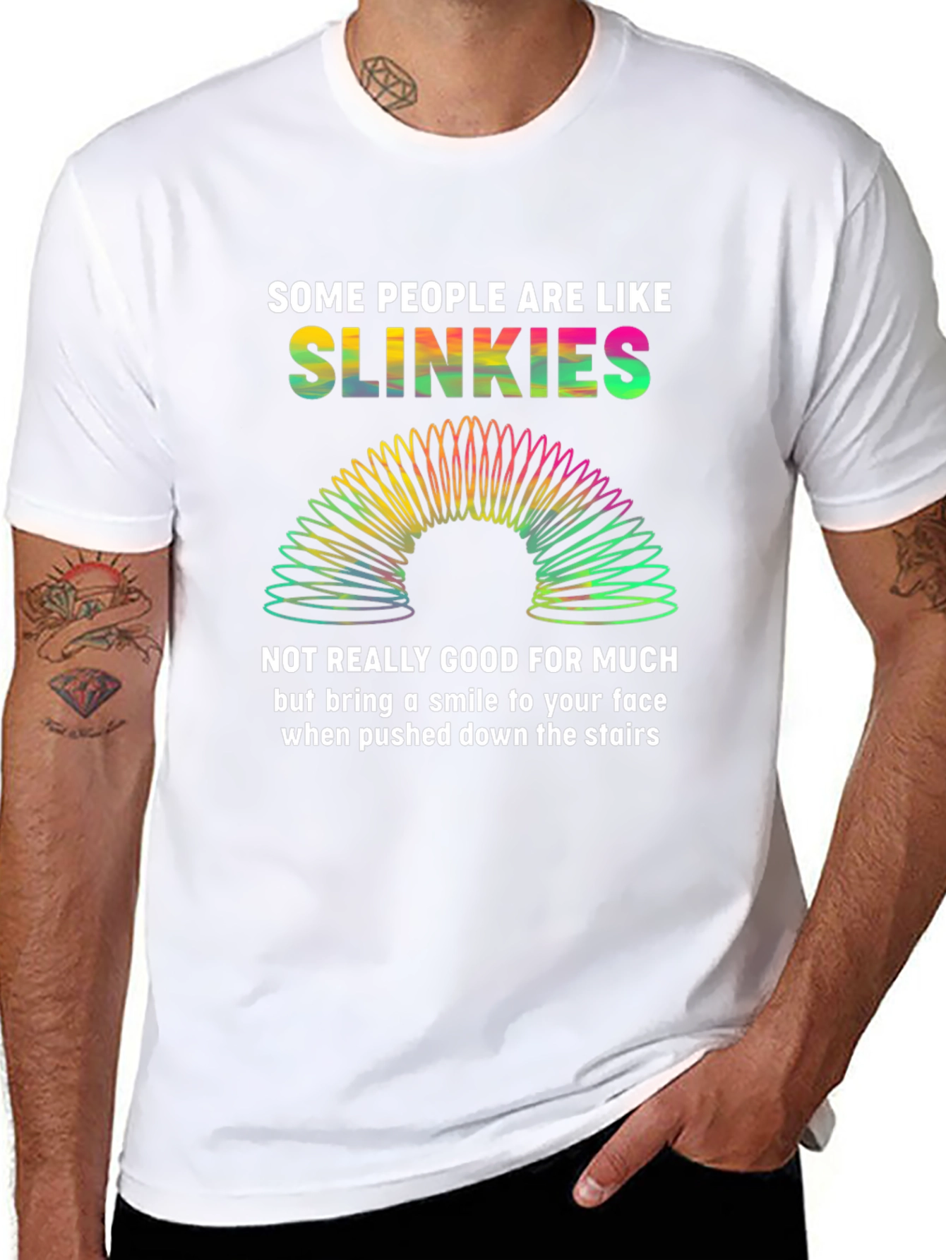 Black Slinkies Graphic Tee - Funny Novelty T-Shirt view 8